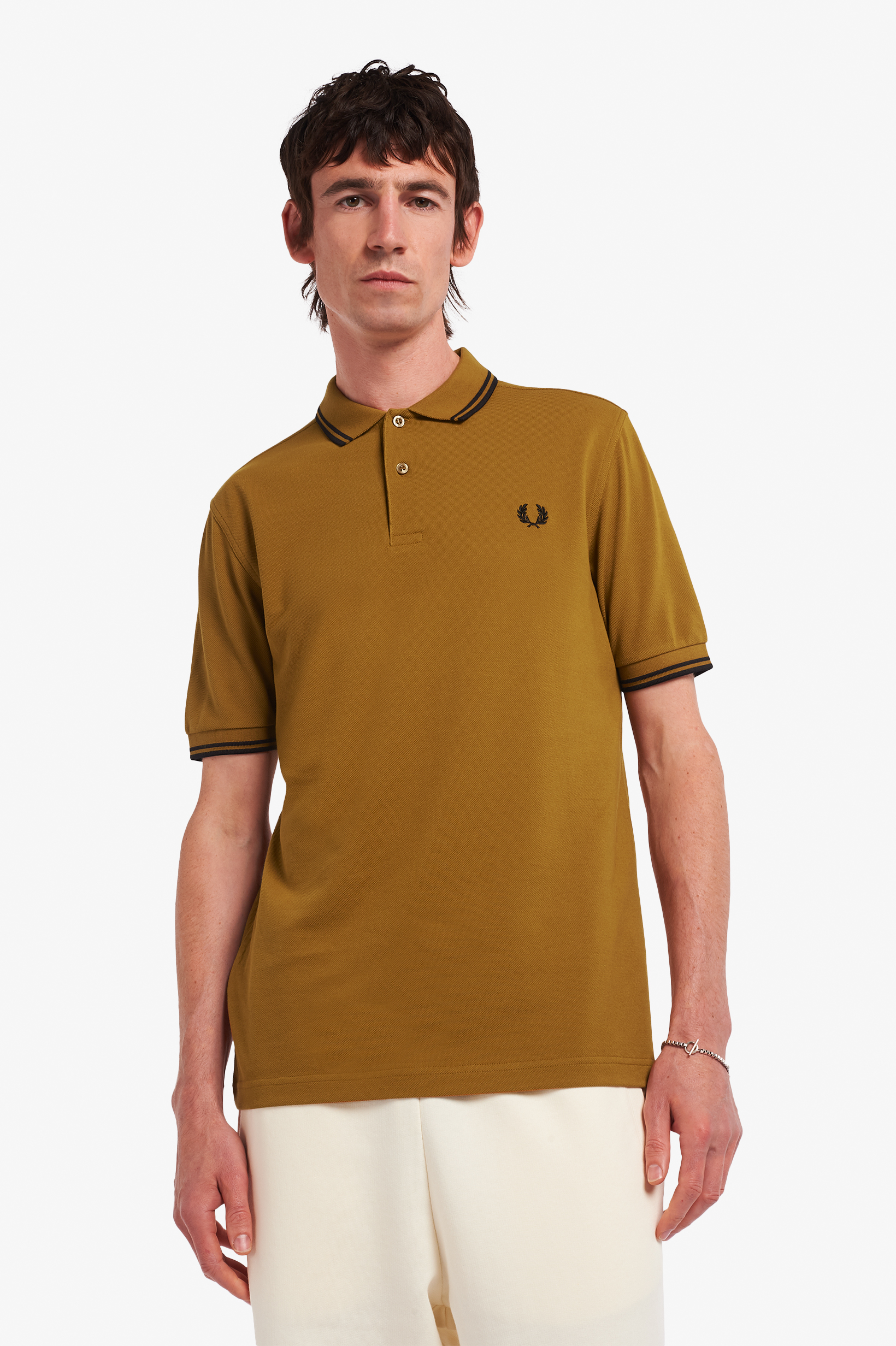 Fred Perry - TWIN TIPPED POLO SHIRT - Dark Caramel/Black