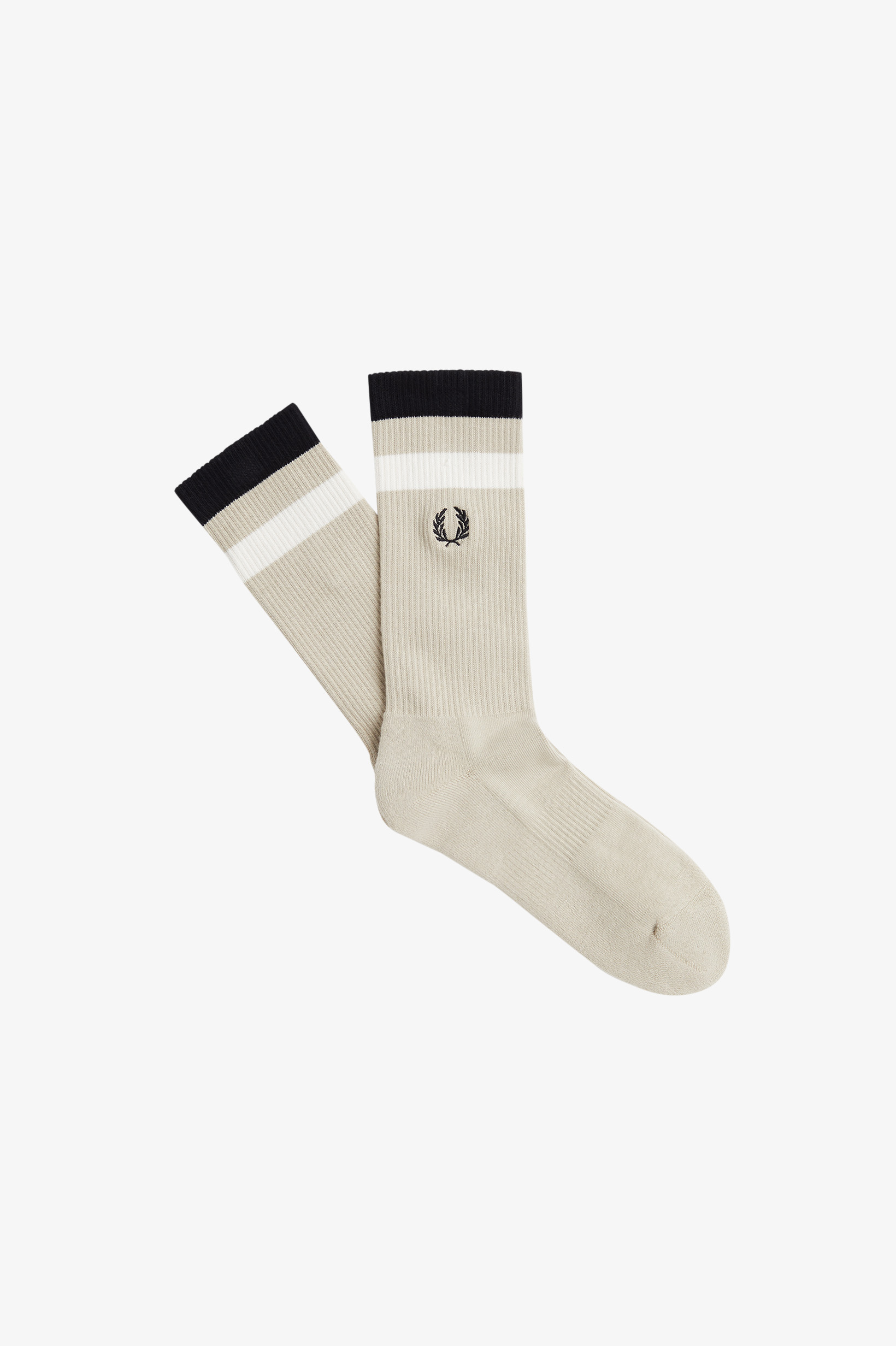 Fred Perry - BOLD TIPPED TOWELLING SOCK - Dark Oatmeal/Black