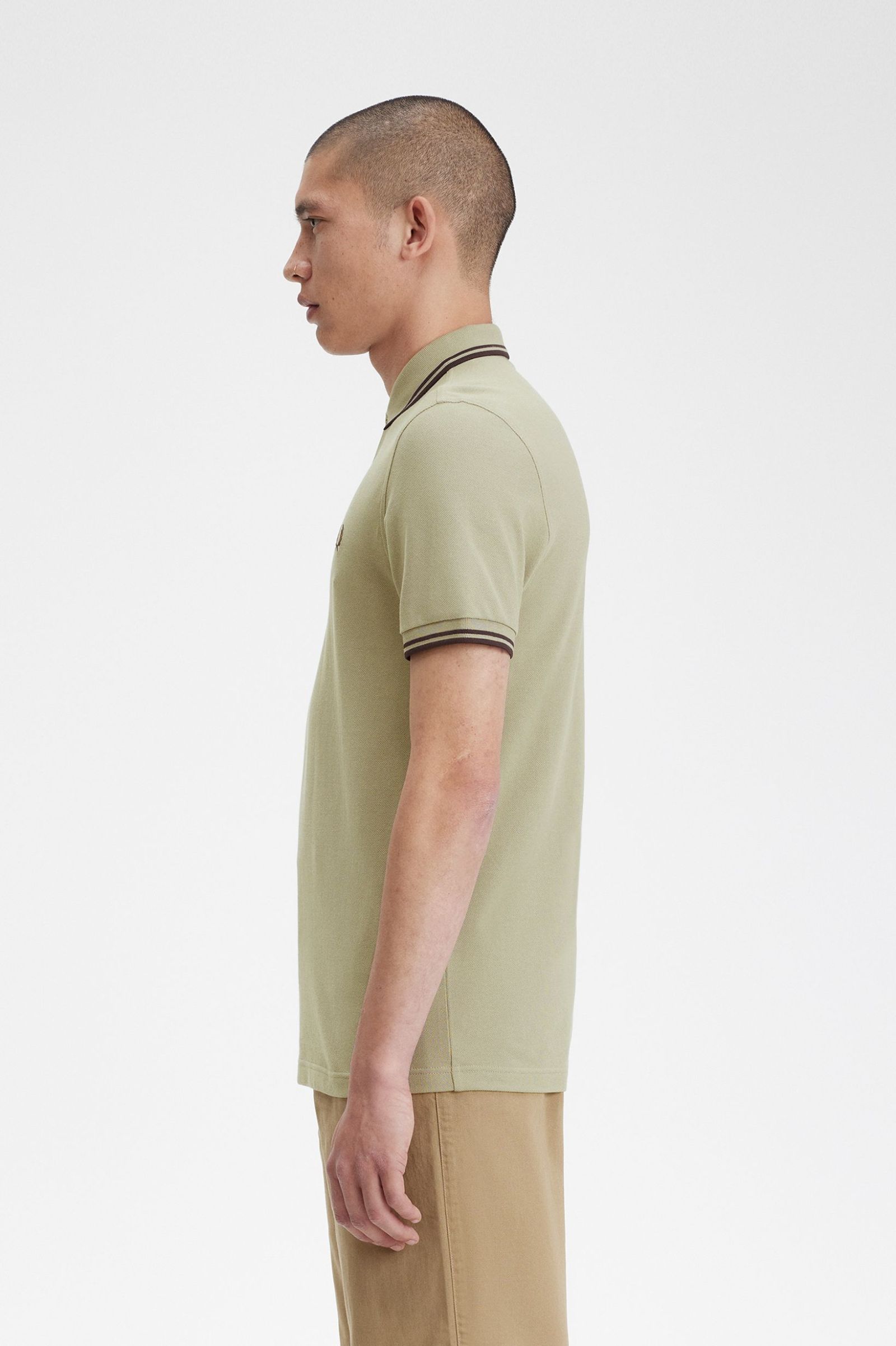 Fred Perry - TWIN TIPPED POLO SHIRT - Warm Grey/Brick