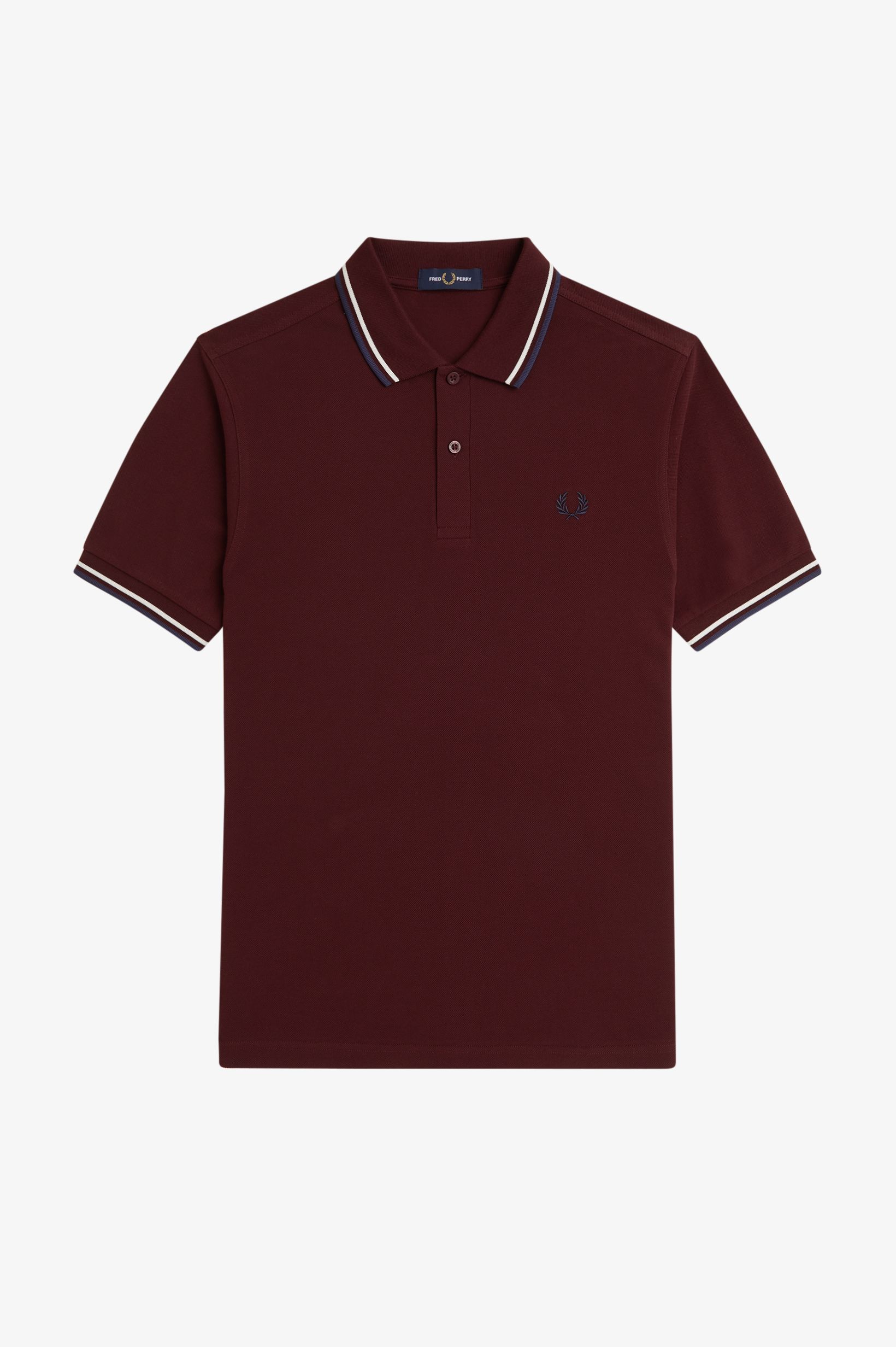 Fred Perry - TWIN TIPPED POLO SHIRT - Oxblood/Ecru/Tennis Blue Fred Perry - TWIN TIPPED POLO SHIRT - Oxblood/Ecru/Tennis Blue