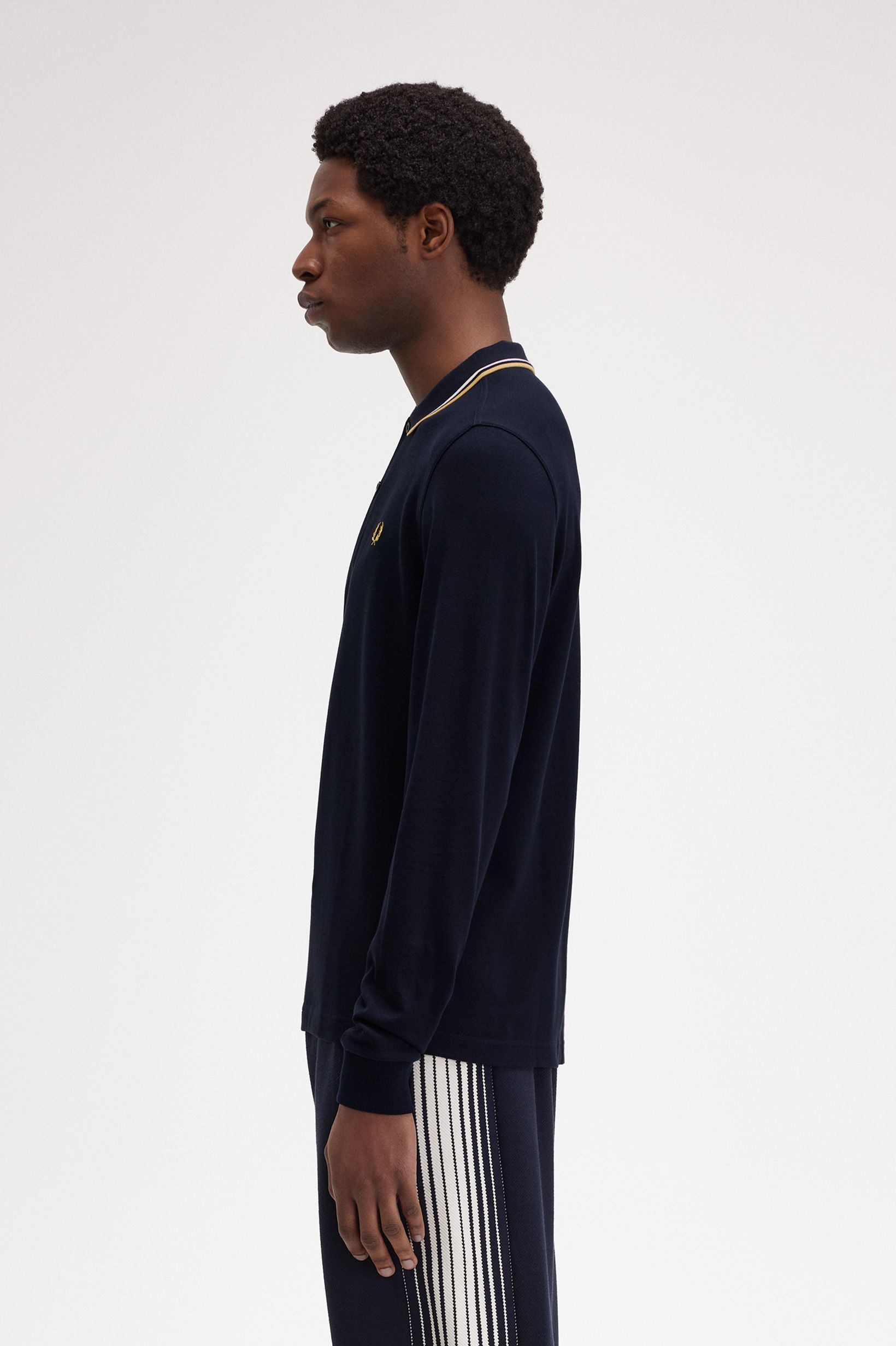 Fred Perry - LS TWIN TIPPED POLO SHIRT - Navy/Ecru/Honeycomb Fred Perry - LS TWIN TIPPED POLO SHIRT - Navy/Ecru/Honeycomb
