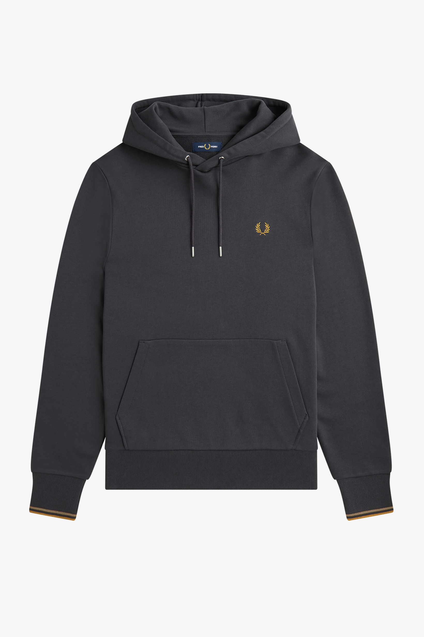 Fred Perry - TIPPED HOODED SWEATSHIRT - Anchor Grey/Dark Caramel
