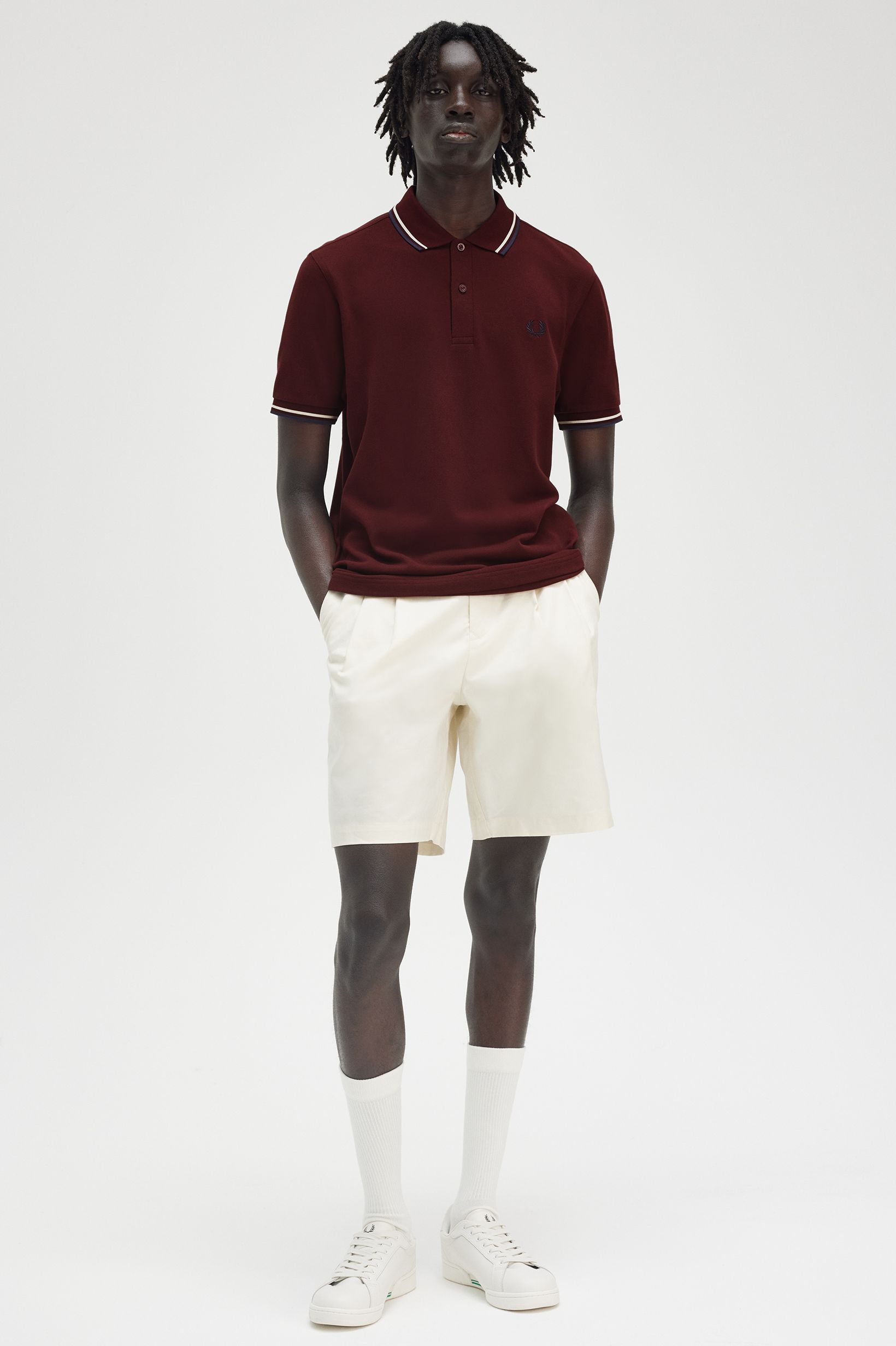 Fred Perry - TWIN TIPPED POLO SHIRT - Oxblood/Ecru/Tennis Blue Fred Perry - TWIN TIPPED POLO SHIRT - Oxblood/Ecru/Tennis Blue