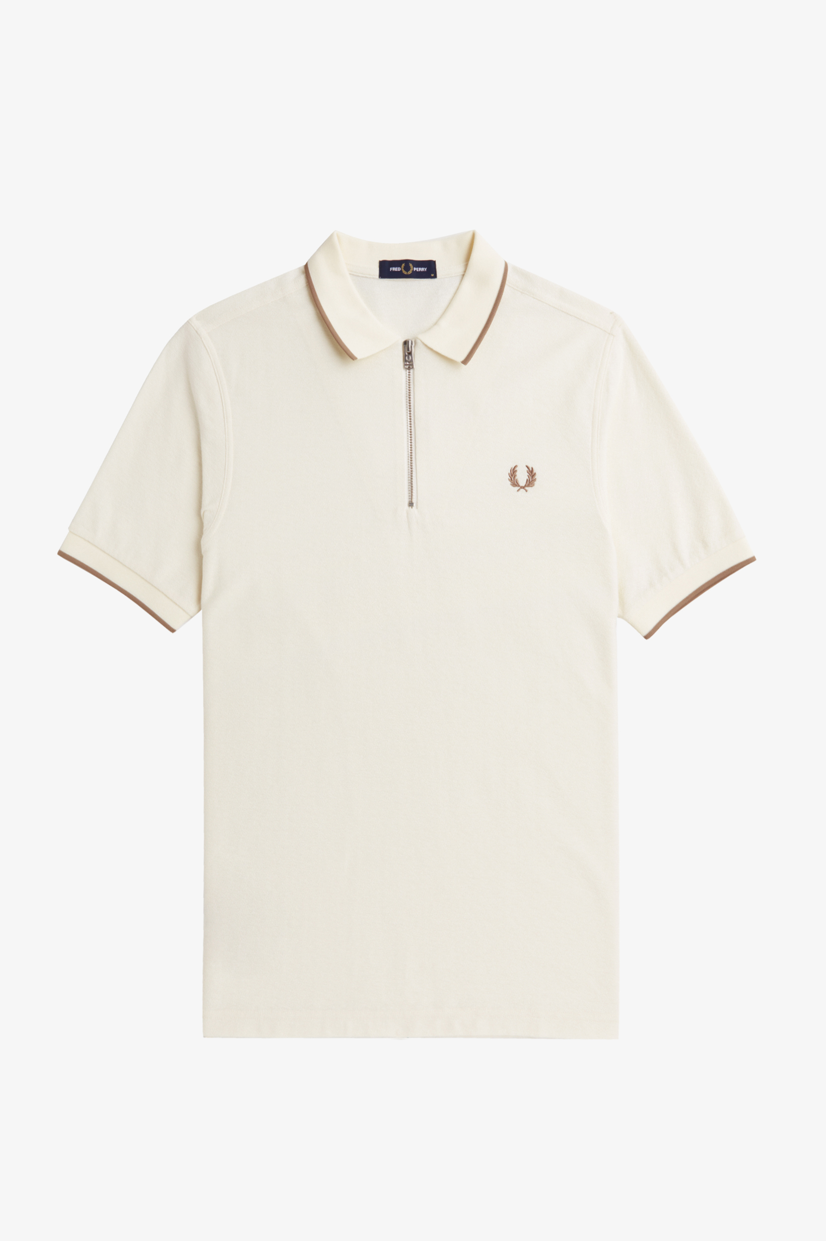 Fred Perry - CREPE PIQUE ZIP NECK POLO SHIRT - Ecru