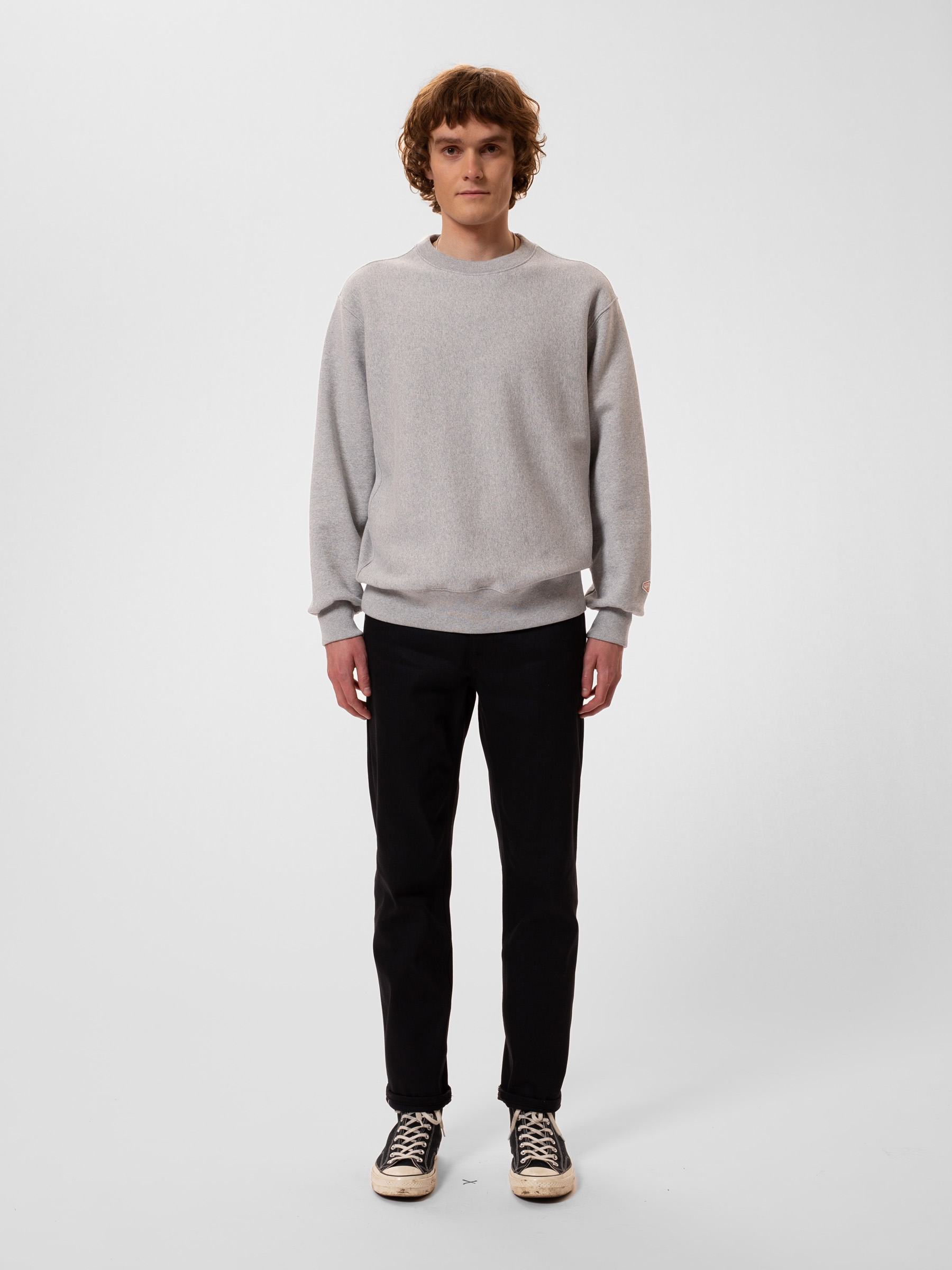 Nudie Jeans - HASSE SWEATER CREW NECK - Grey Melange