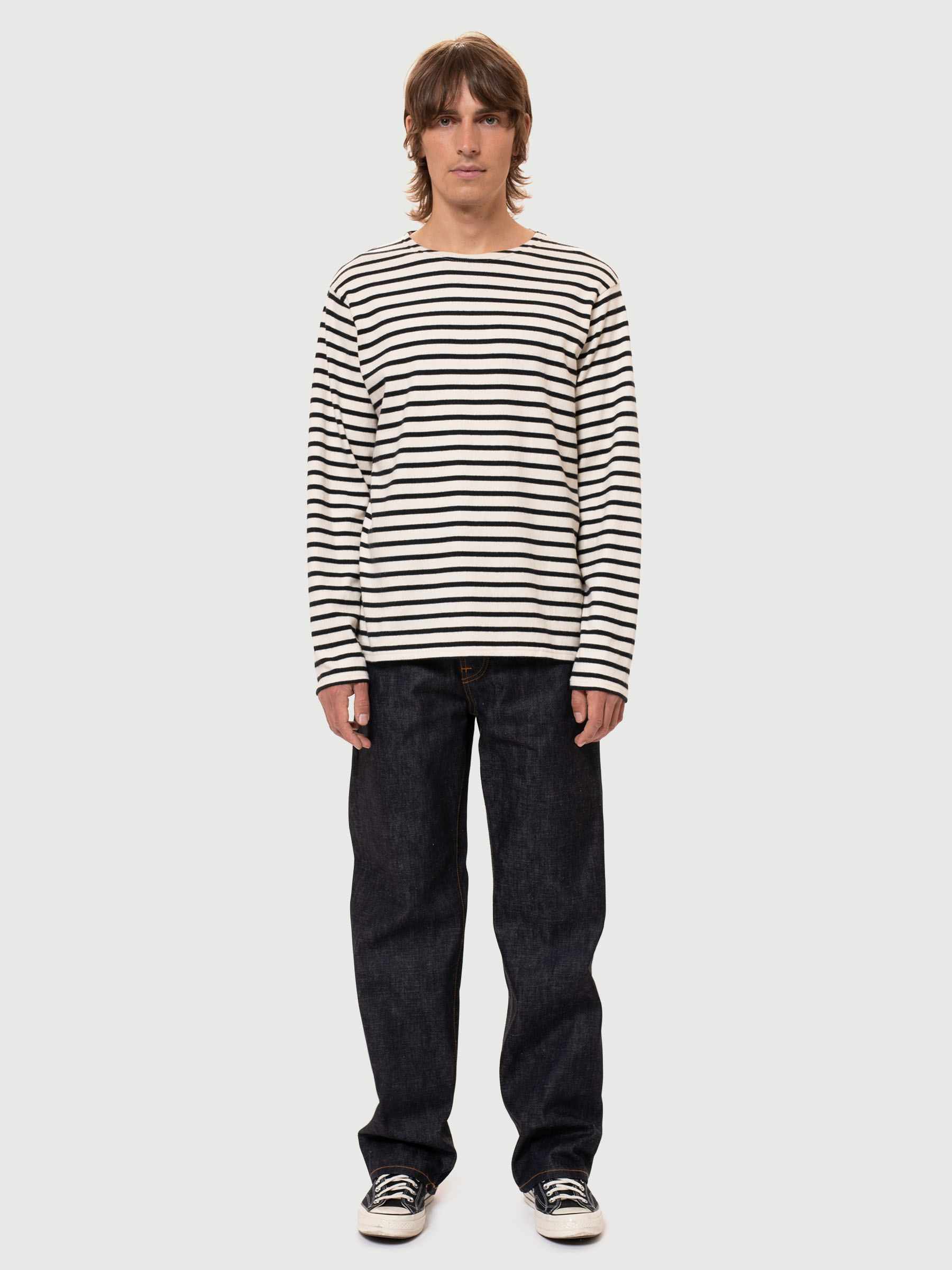 Nudie Jeans - CHARLES SAILOR STRIPE - Offwhite/ Black