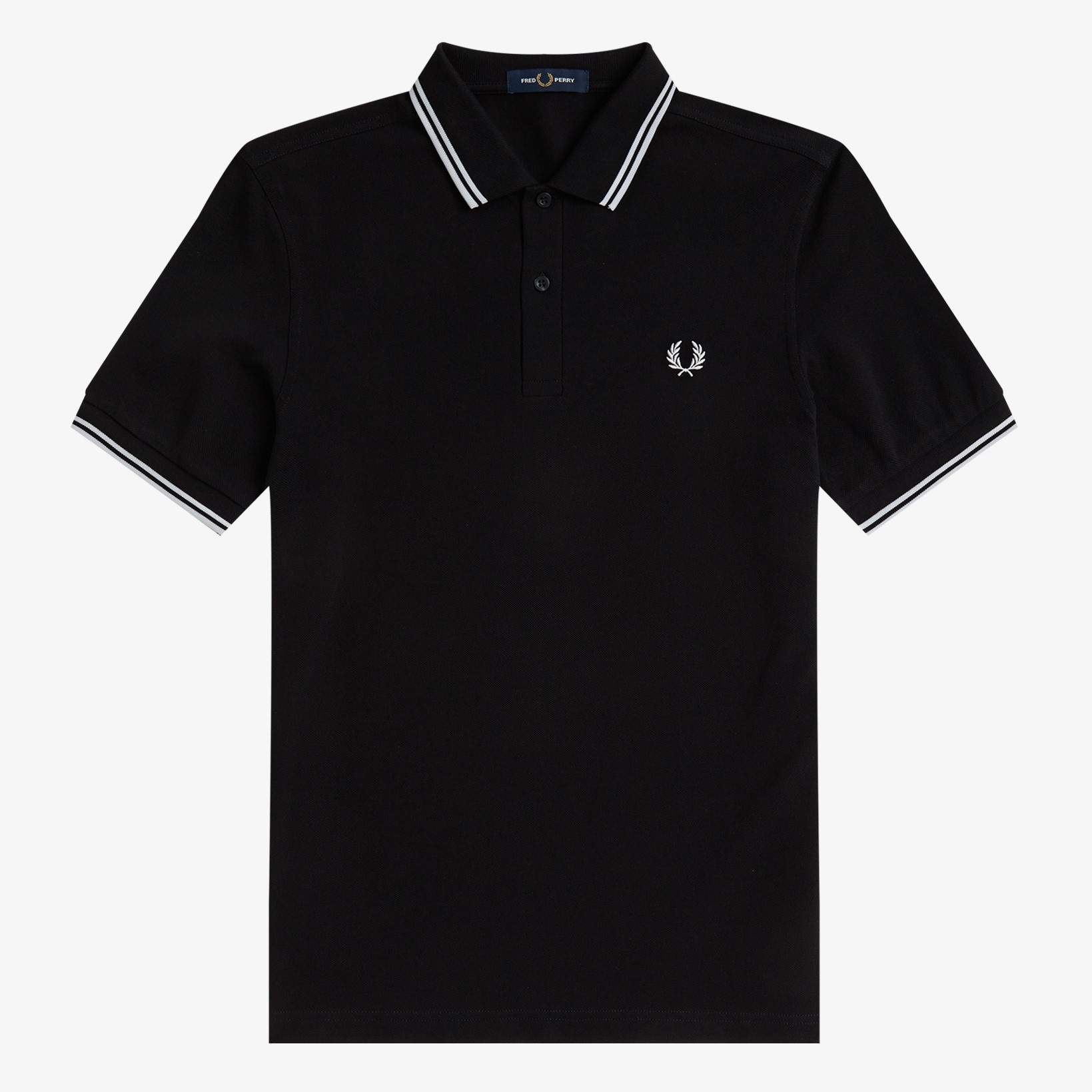Fred Perry - TWIN TIPPED POLO SHIRT - Black/White/White Fred Perry - TWIN TIPPED POLO SHIRT - Black/White/White
