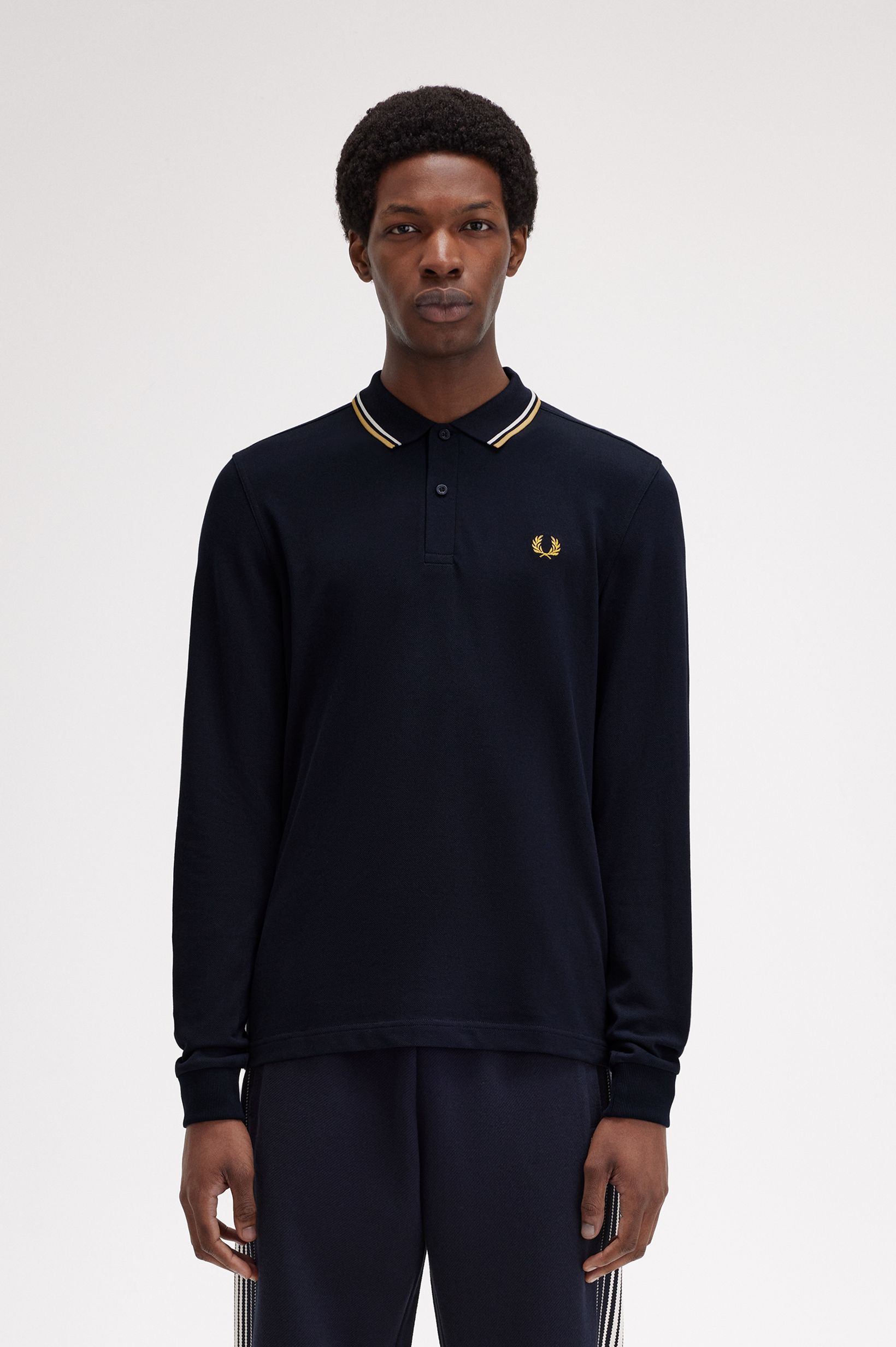Fred Perry - LS TWIN TIPPED POLO SHIRT - Navy/Ecru/Honeycomb