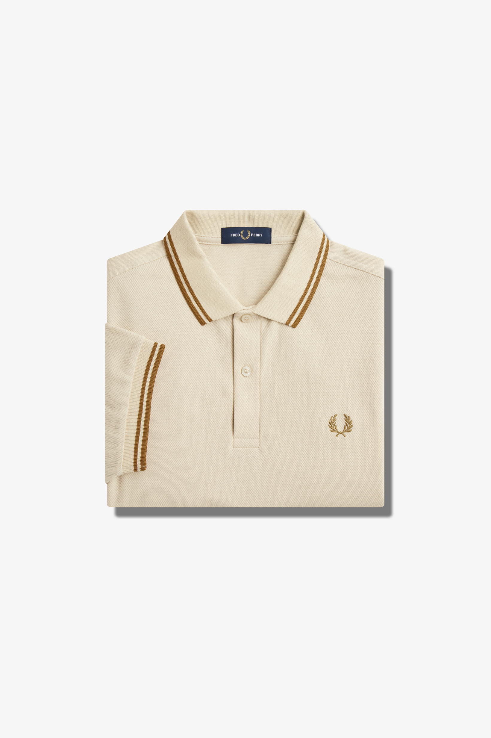 Fred Perry - TWIN TIPPED POLO SHIRT - Oatmeal/Dark Caramel Fred Perry - TWIN TIPPED POLO SHIRT - Oatmeal/Dark Caramel