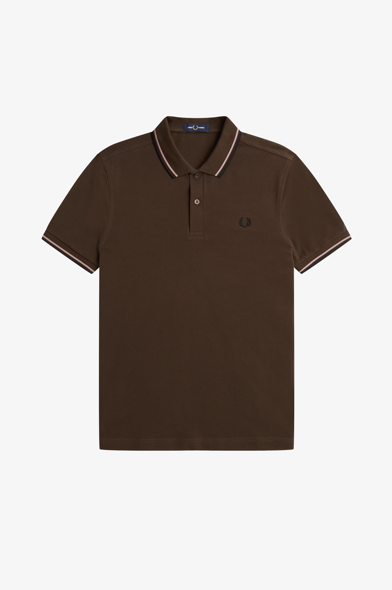 Fred Perry - TWIN TIPPED POLO SHIRT - Burnt Tobacco/Dark Pink/Black