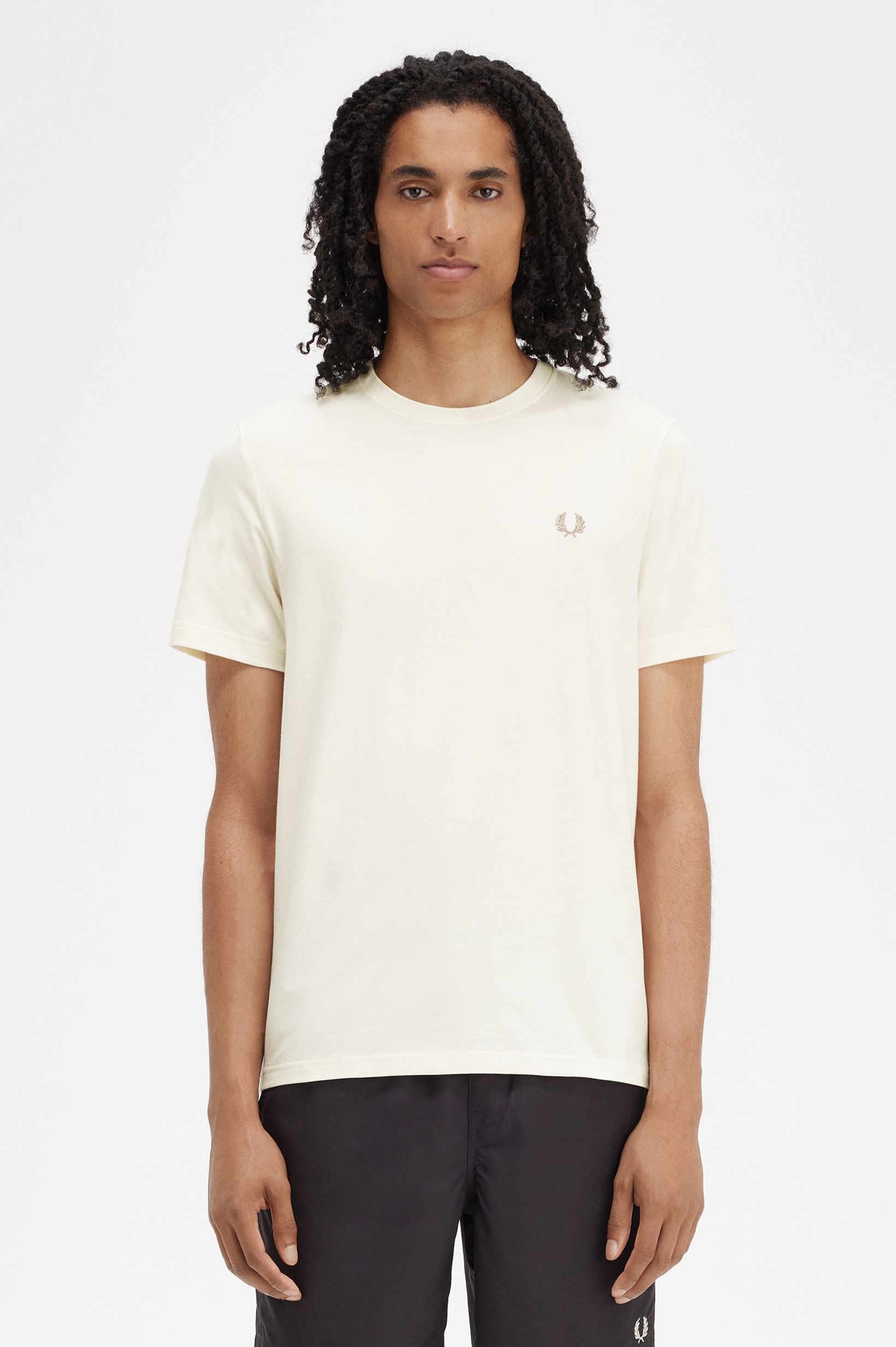 Fred Perry - CREW NECK T-SHIRT (MEN) -  Ecru/Warmstone