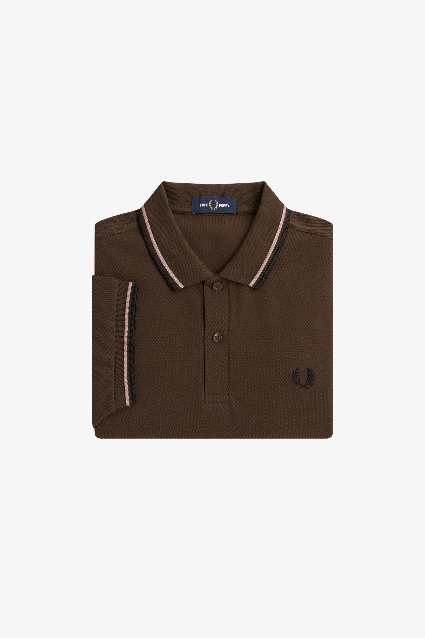 Fred Perry - TWIN TIPPED POLO SHIRT - Burnt Tobacco/Dark Pink/Black