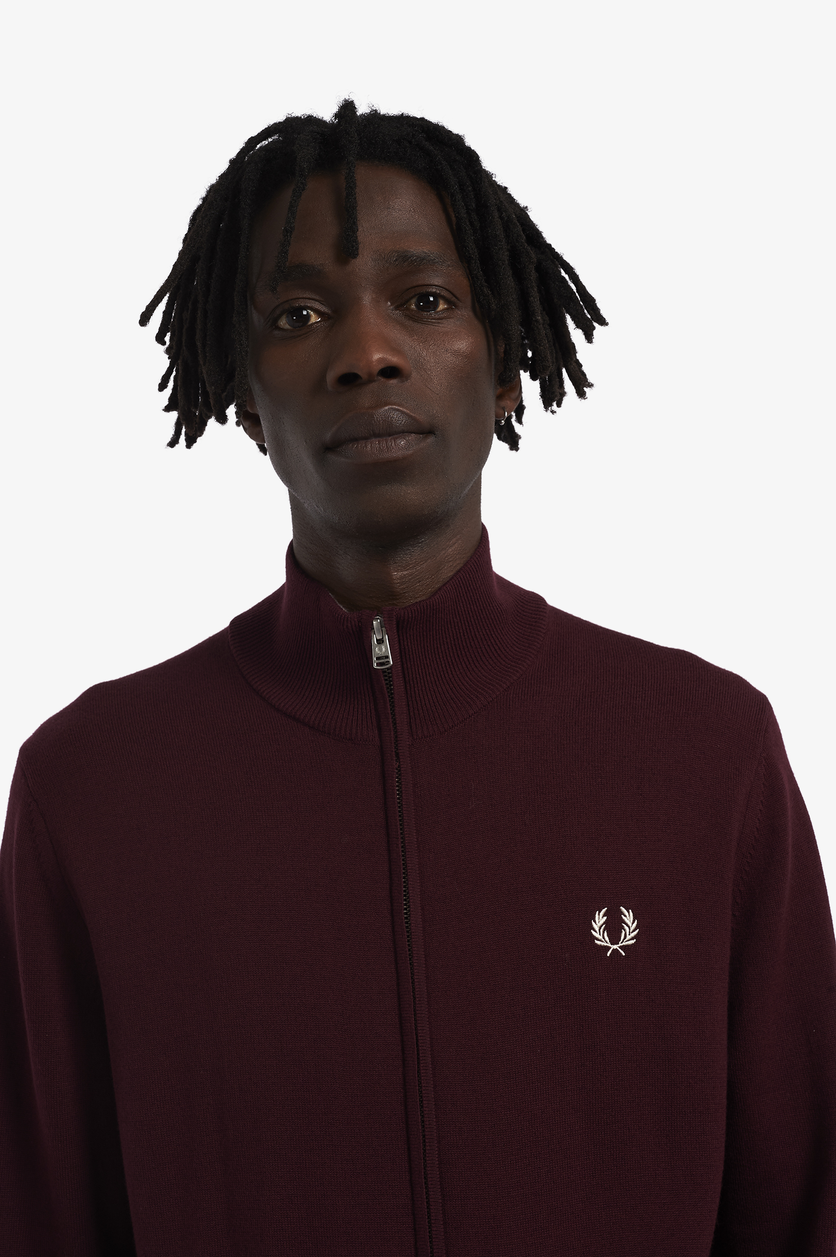 Fred Perry - CLASSIC ZIP TROUGH CARDIGAN - Oxblood