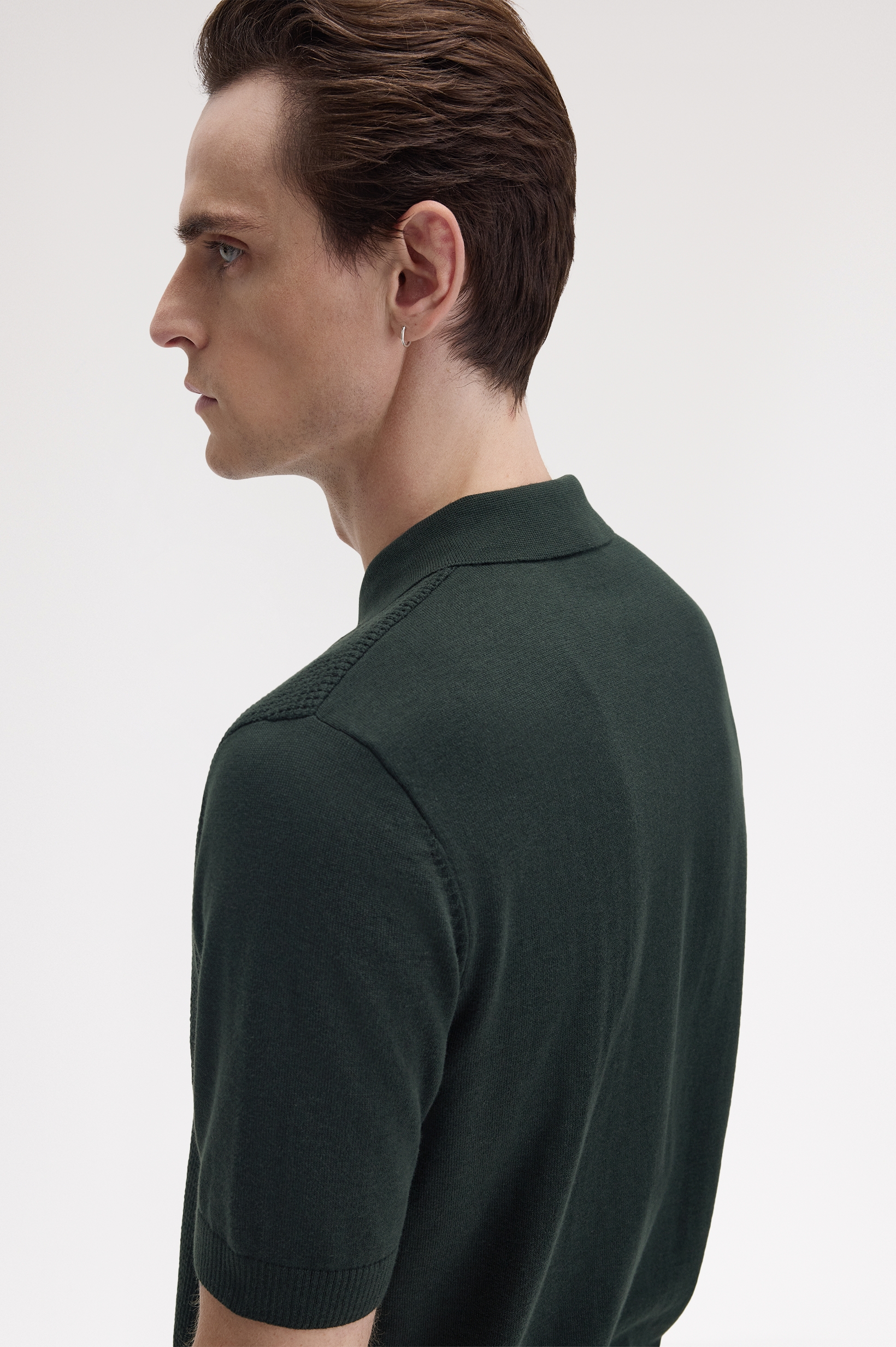 Fred Perry WAFFLE STITCH KNITTED SHIRT - Night Green