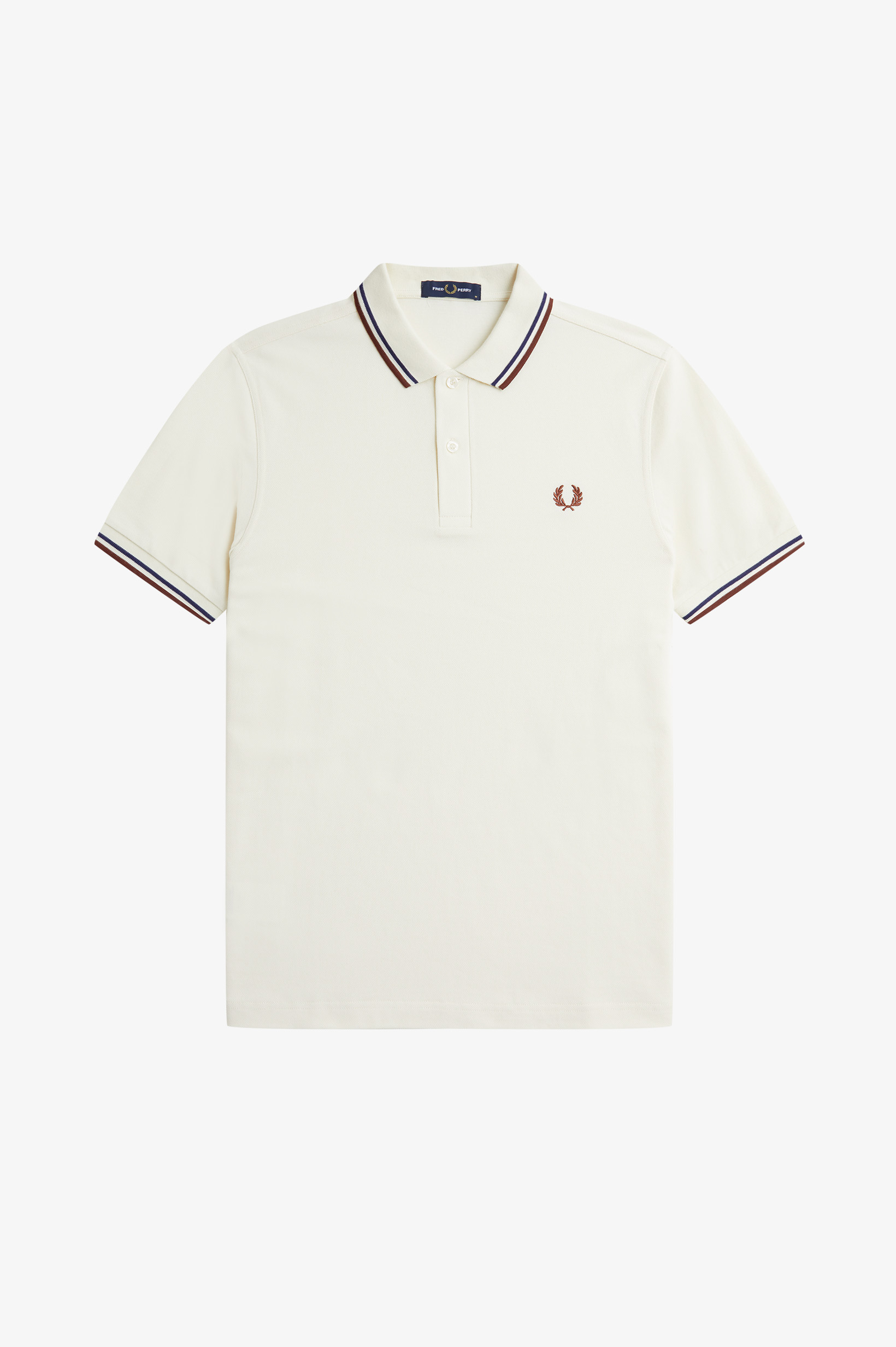 Fred Perry - TWIN TIPPED POLO SHIRT - Ecru/French Navy/Whisky Brown