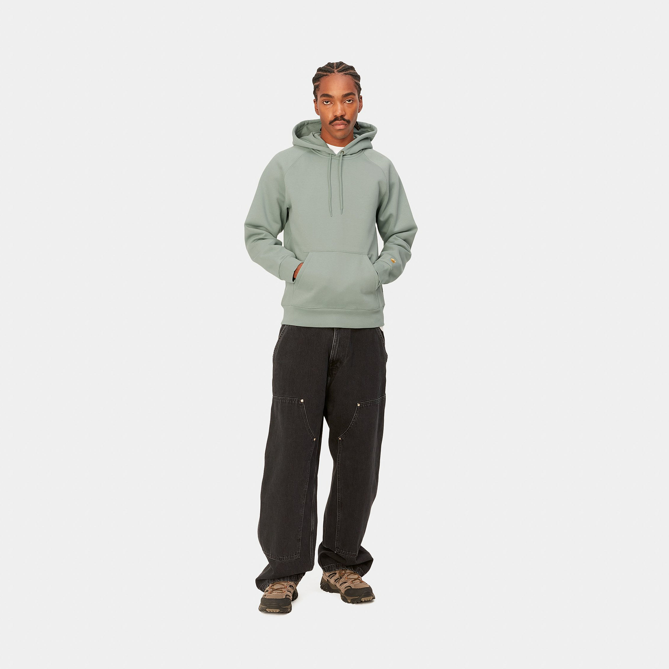 Carhartt WIP - HOODED CHASE SWEAT - Glassy Teal/Gold Carhartt WIP - HOODED CHASE SWEAT - Glassy Teal/Gold