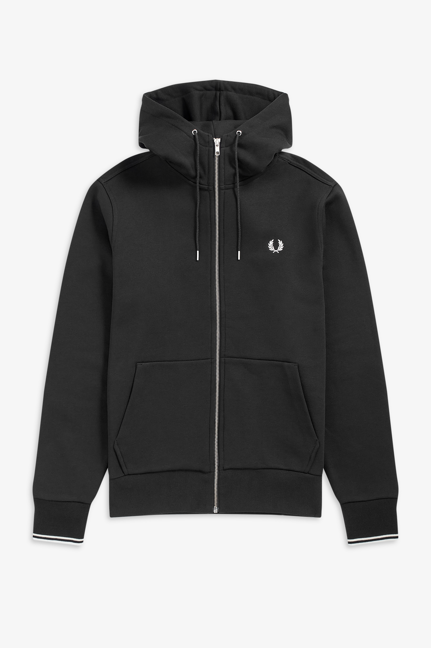 Fred Perry - HOODED ZIP TROUGH -  Black