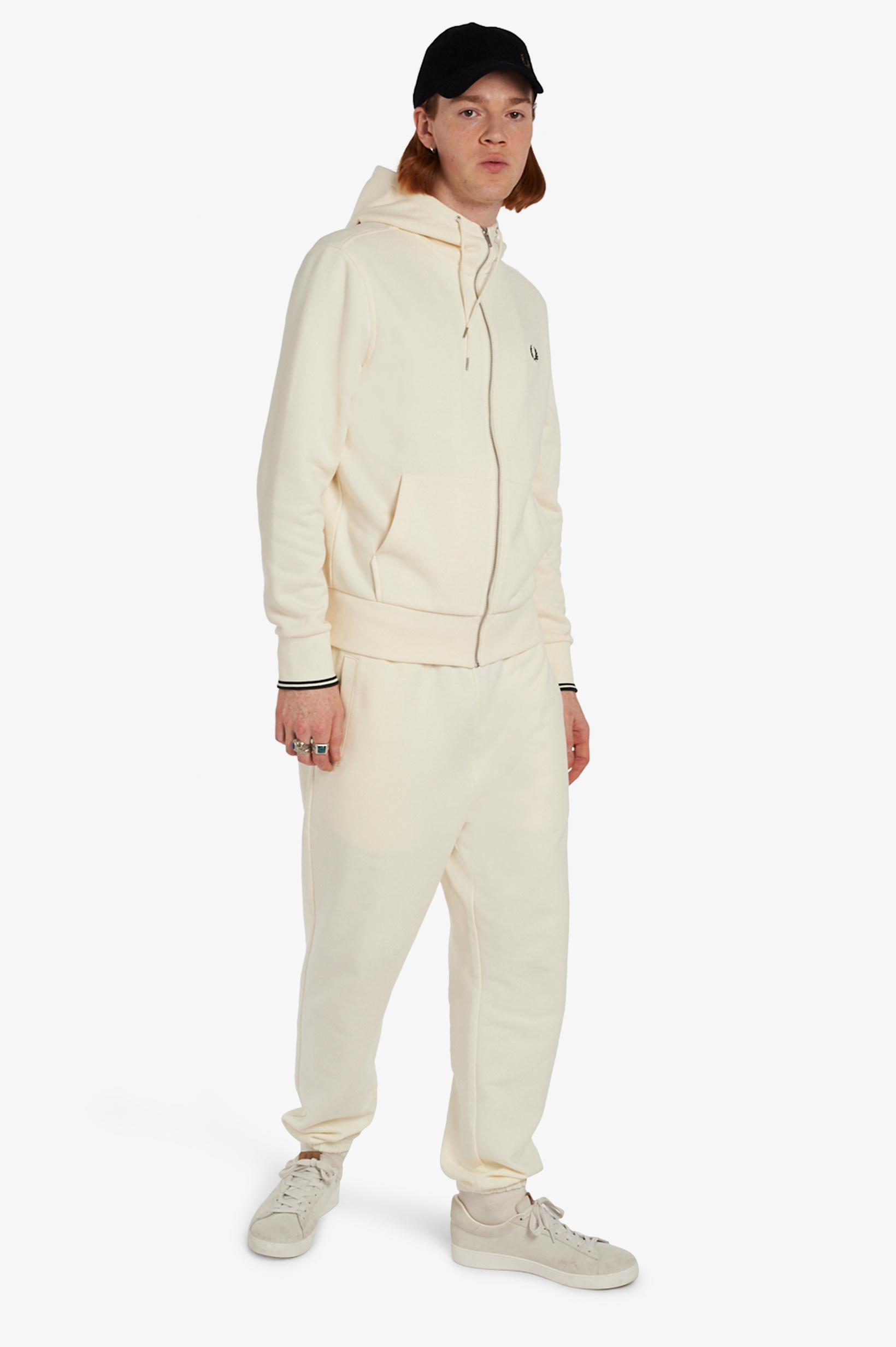 Fred Perry - HOODED ZIP TROUGH - Ecru Fred Perry - HOODED ZIP TROUGH - Ecru