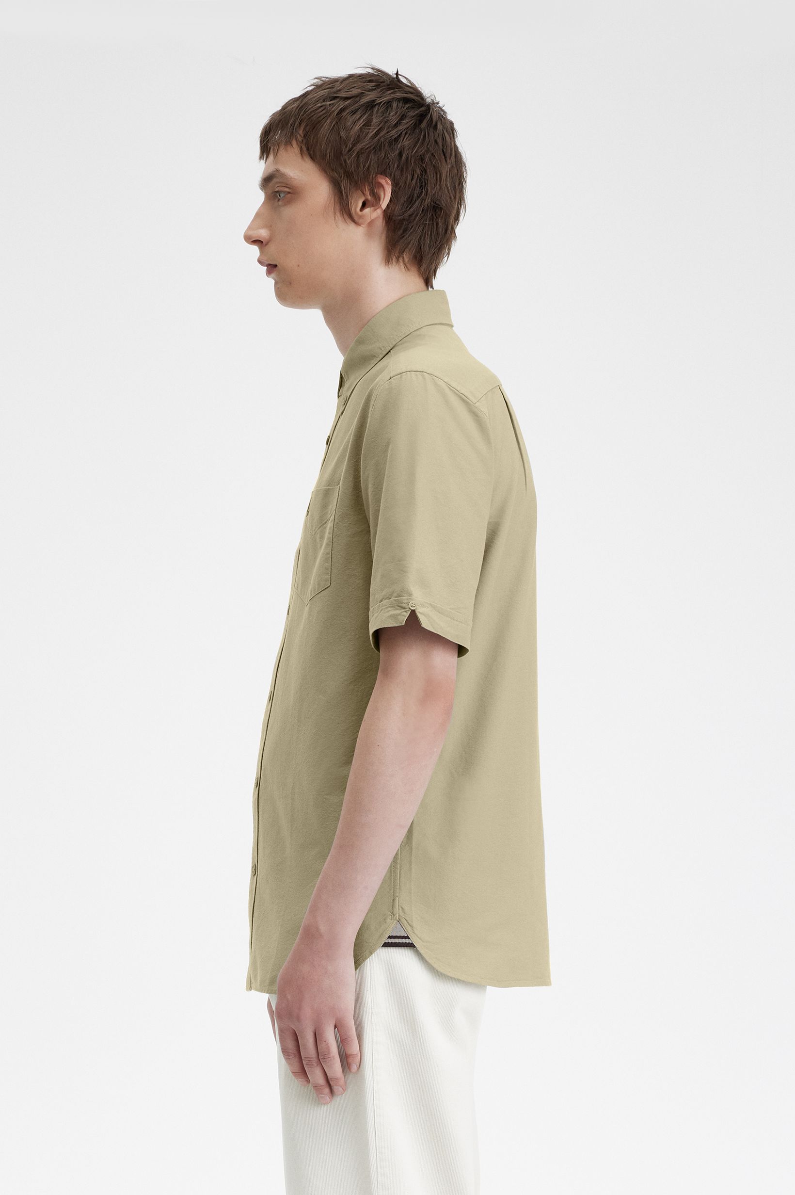 Fred Perry - OXFORD SHIRT (Short Sleeve) - Warm Grey
