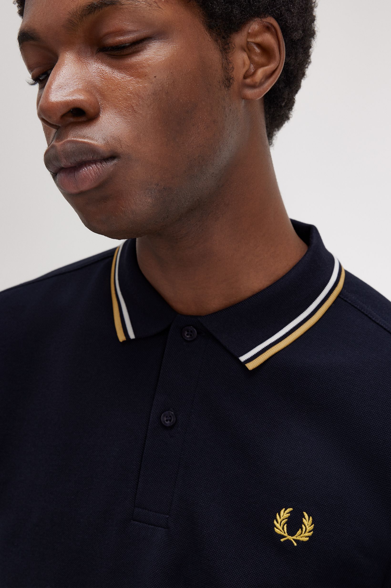 Fred Perry - LS TWIN TIPPED POLO SHIRT - Navy/Ecru/Honeycomb Fred Perry - LS TWIN TIPPED POLO SHIRT - Navy/Ecru/Honeycomb