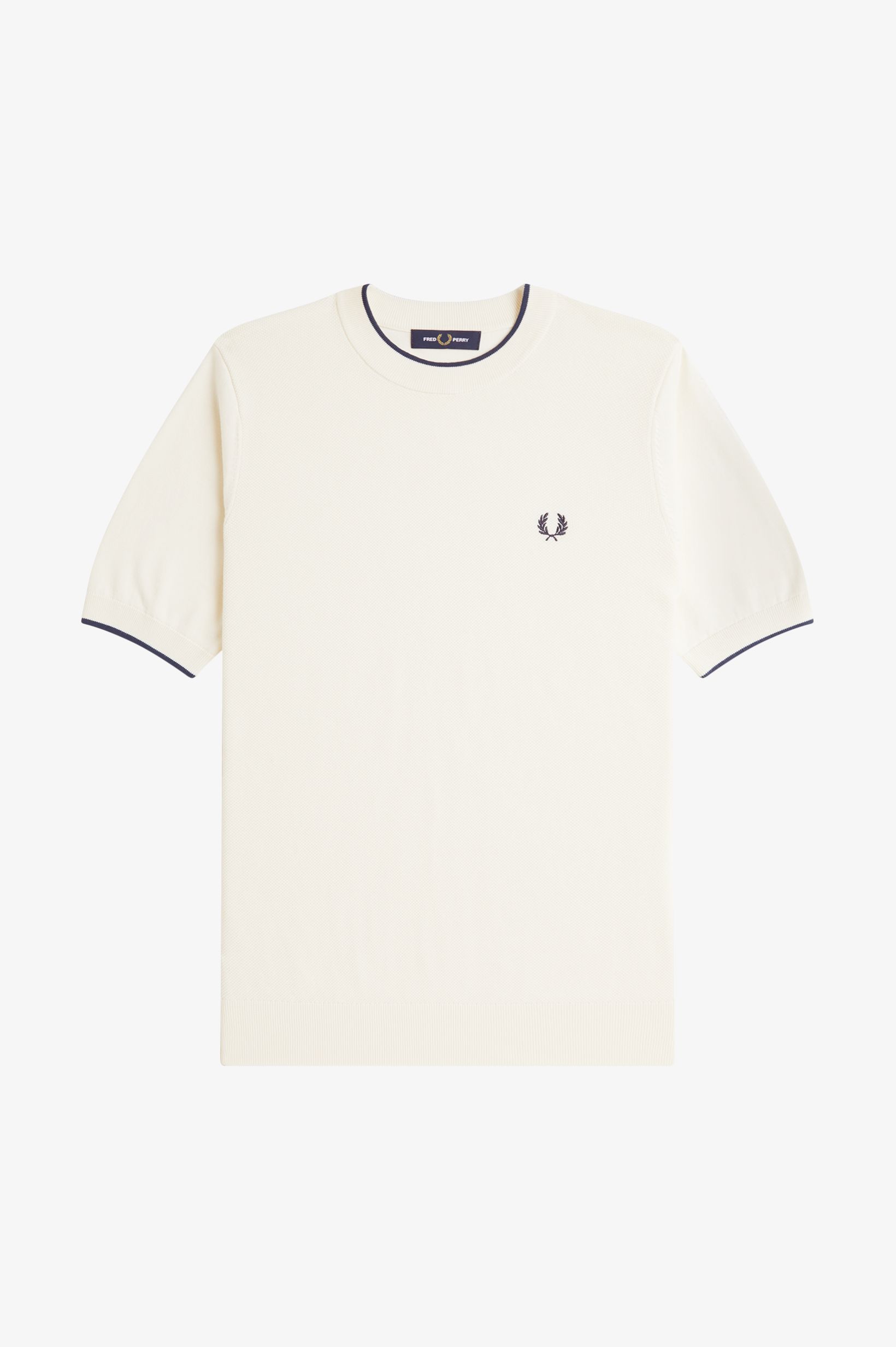 Fred Perry - TEXTURE FRONT KNITTED SHIRT - Ecru Fred Perry - TEXTURE FRONT KNITTED SHIRT - Ecru