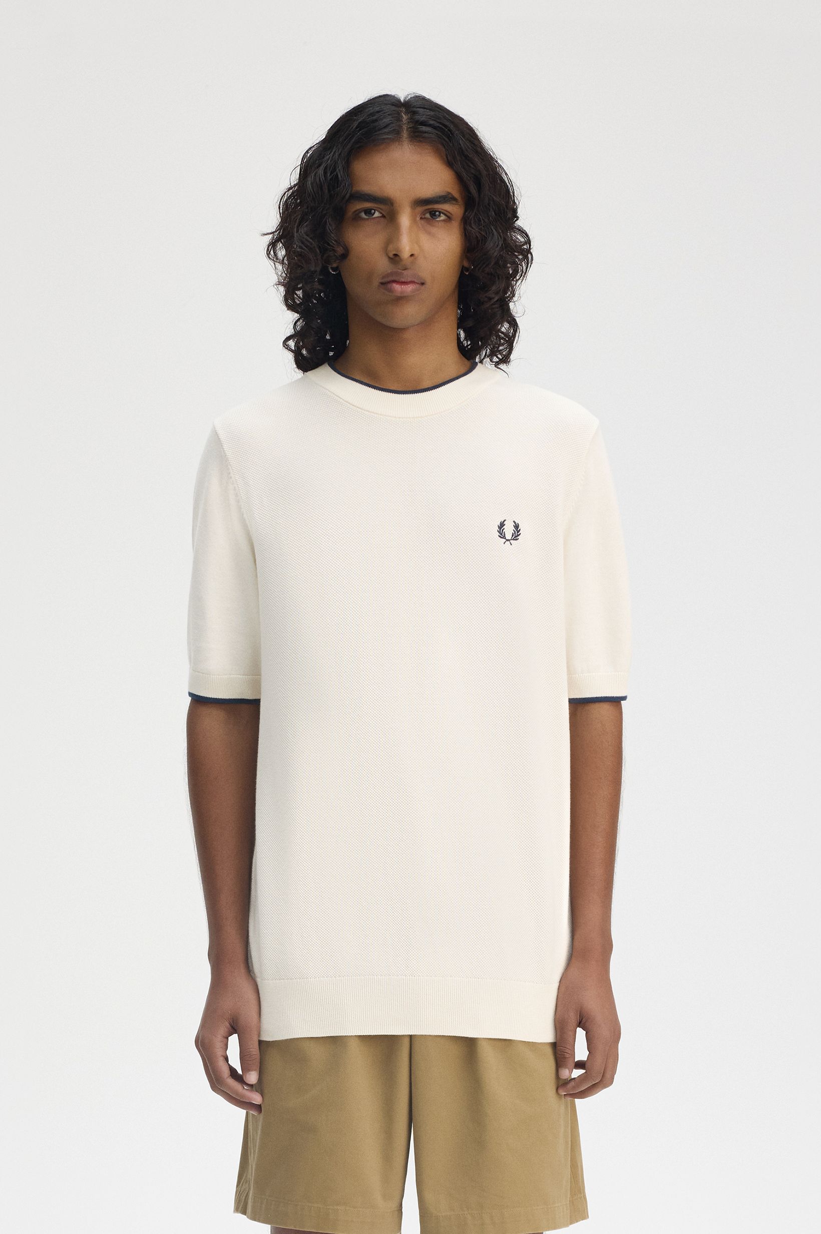 Fred Perry - TEXTURE FRONT KNITTED SHIRT - Ecru