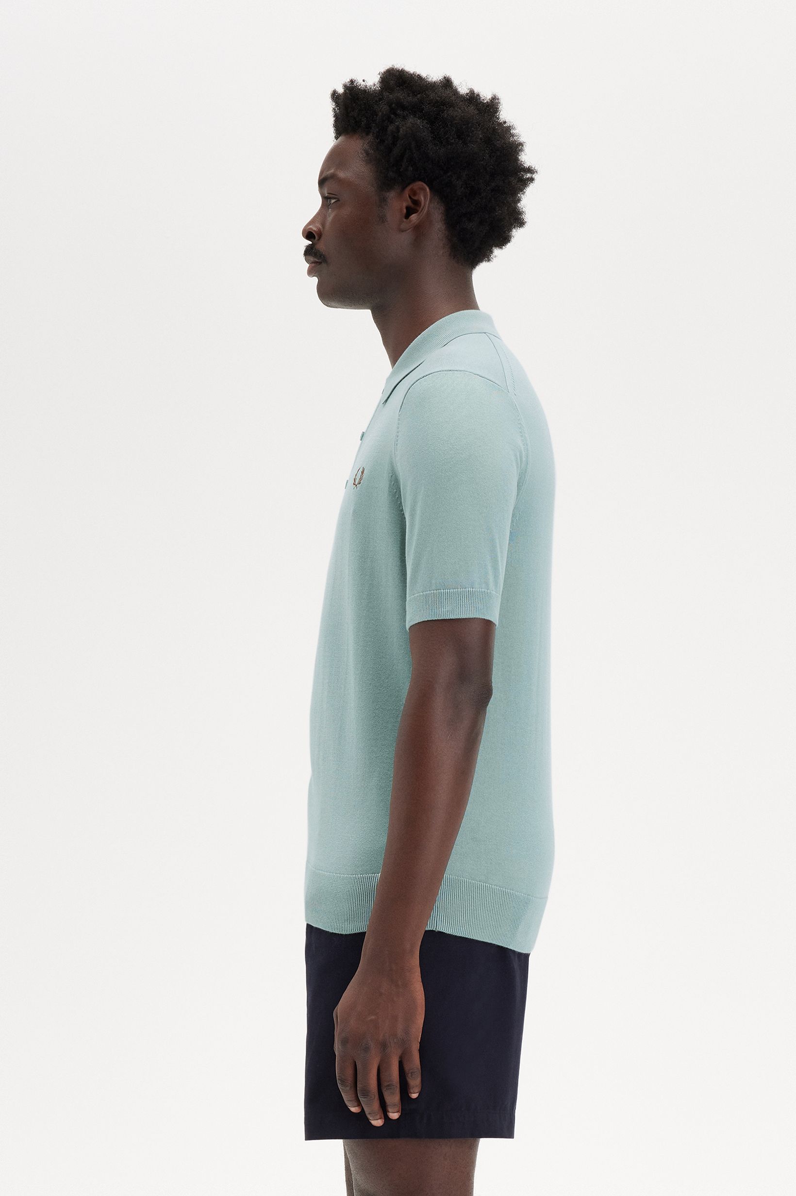 Fred Perry - COTTON KNITTED SHIRT - Silver Blue Fred Perry - COTTON KNITTED SHIRT - Silver Blue