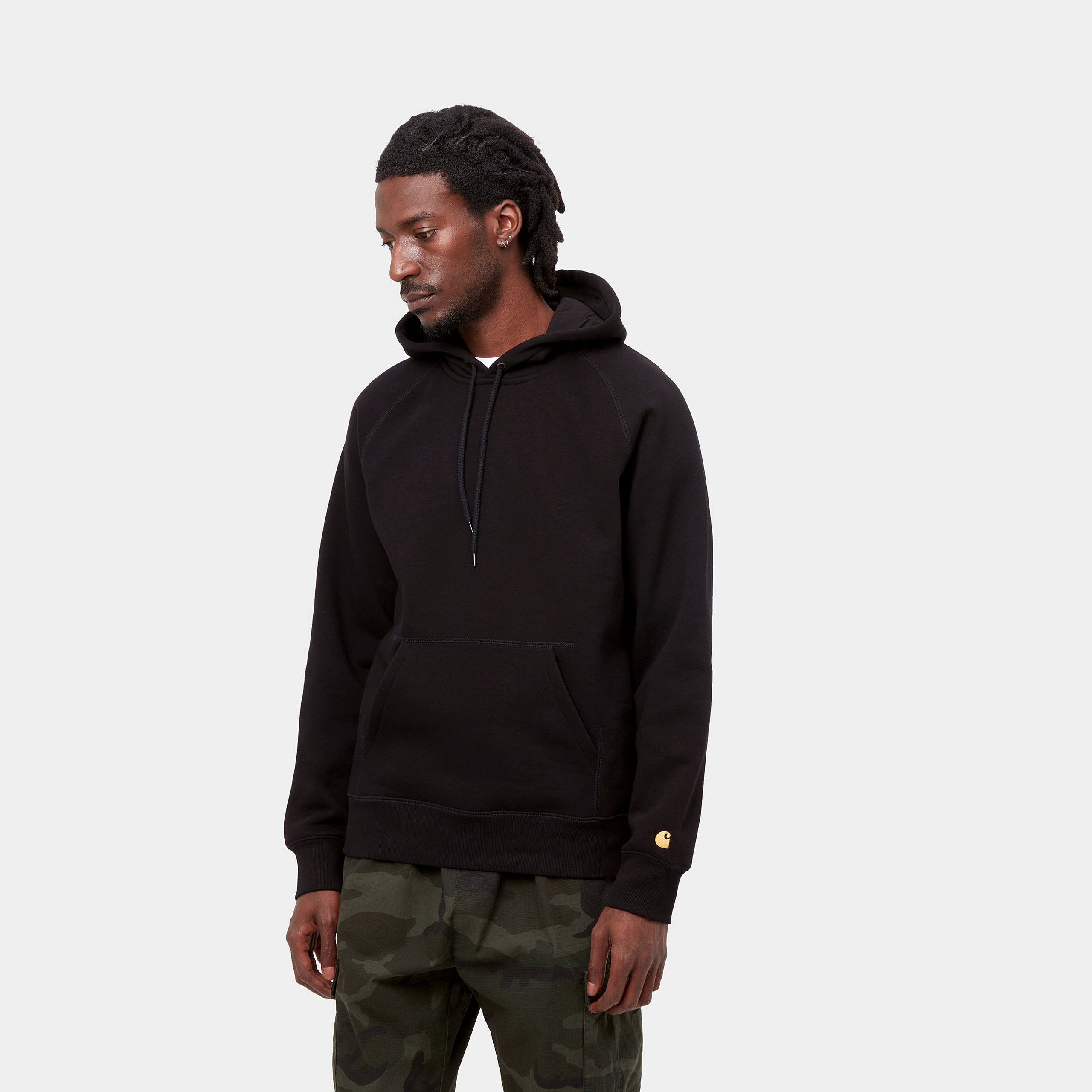 Carhartt WIP - HOODED CHASE SWEAT - Black/Gold Carhartt WIP - HOODED CHASE SWEAT - Black/Gold