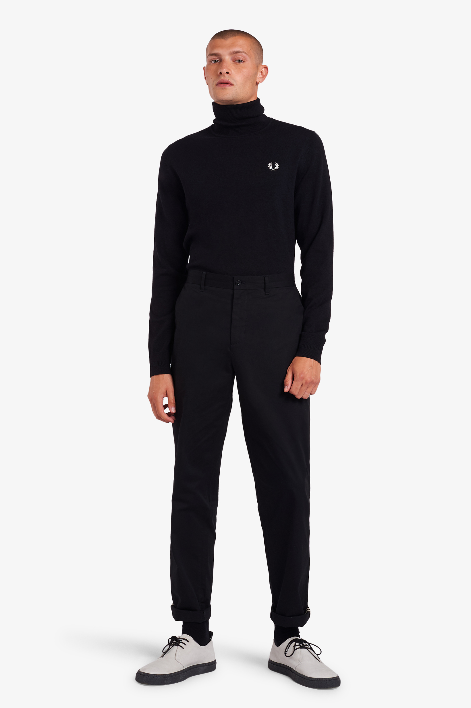 Fred Perry - ROLL NECK JUMPER - Black/White