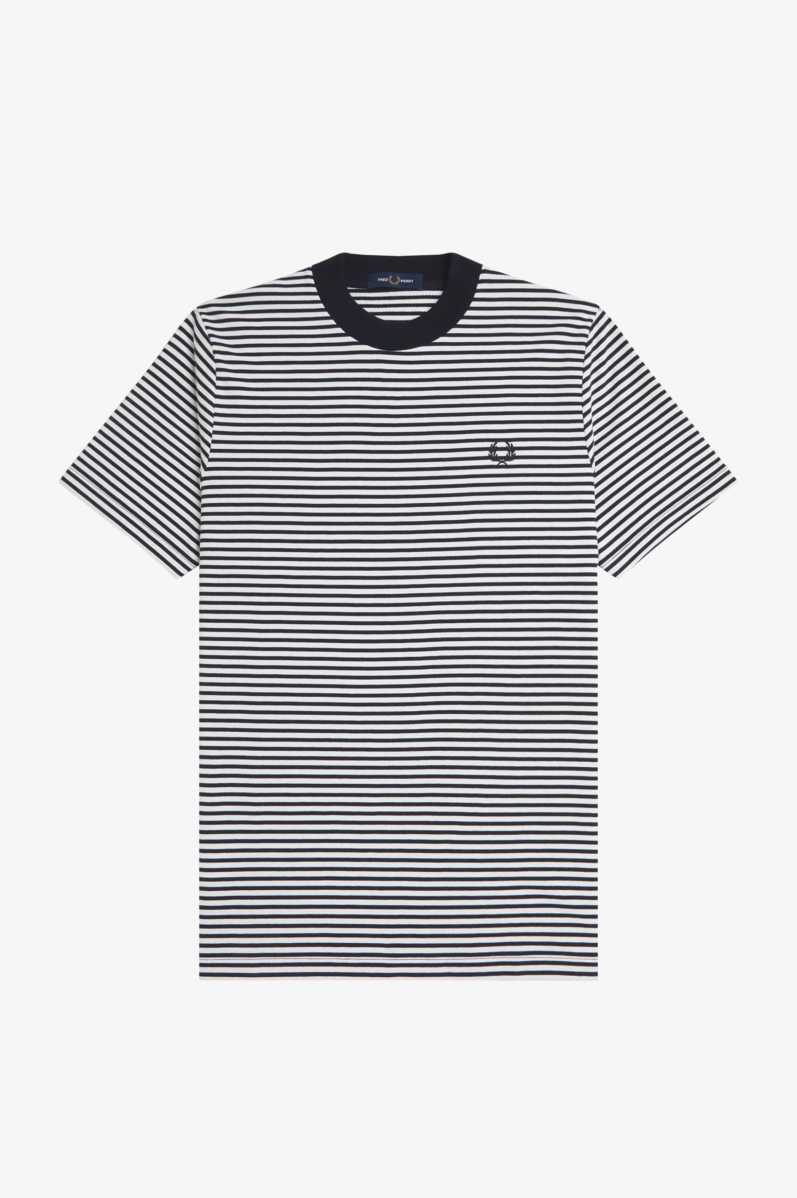 Fred Perry - FINE STRIPE HEAVY WEIGHT TEE - Navy/Snowwhite