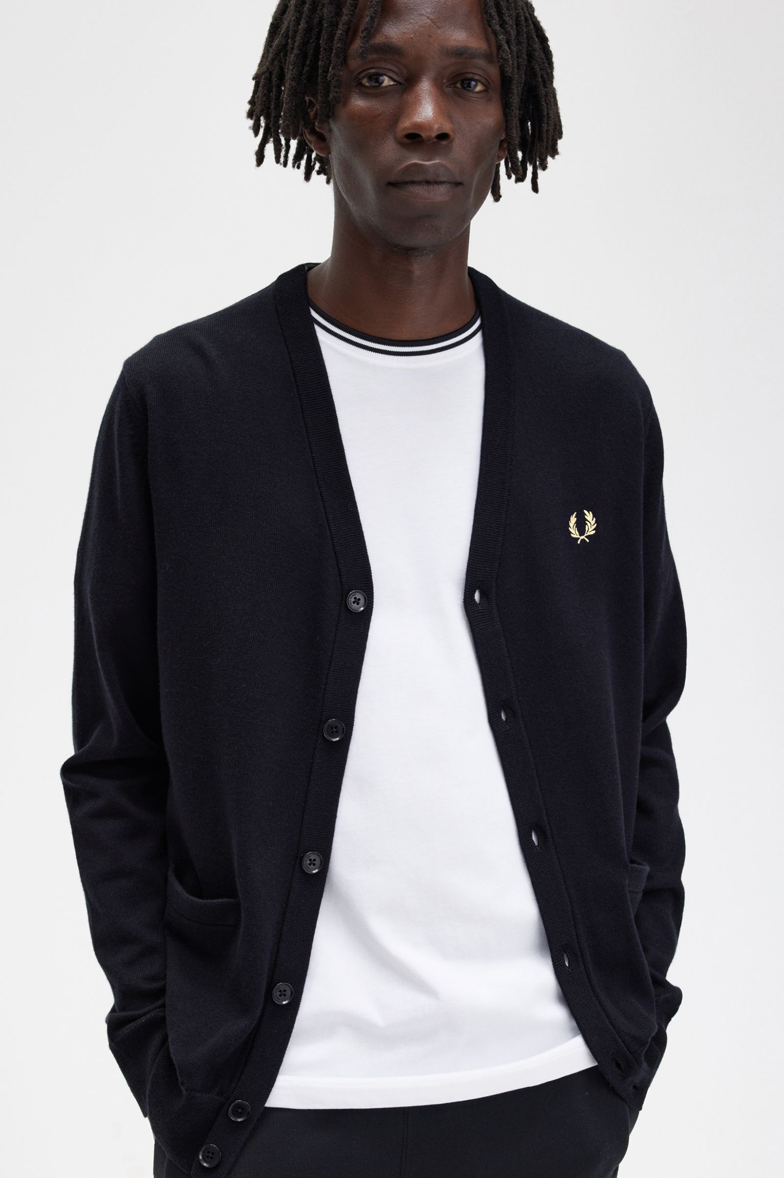 Fred Perry - CLASSIC CARDIGAN - Black/Champagne