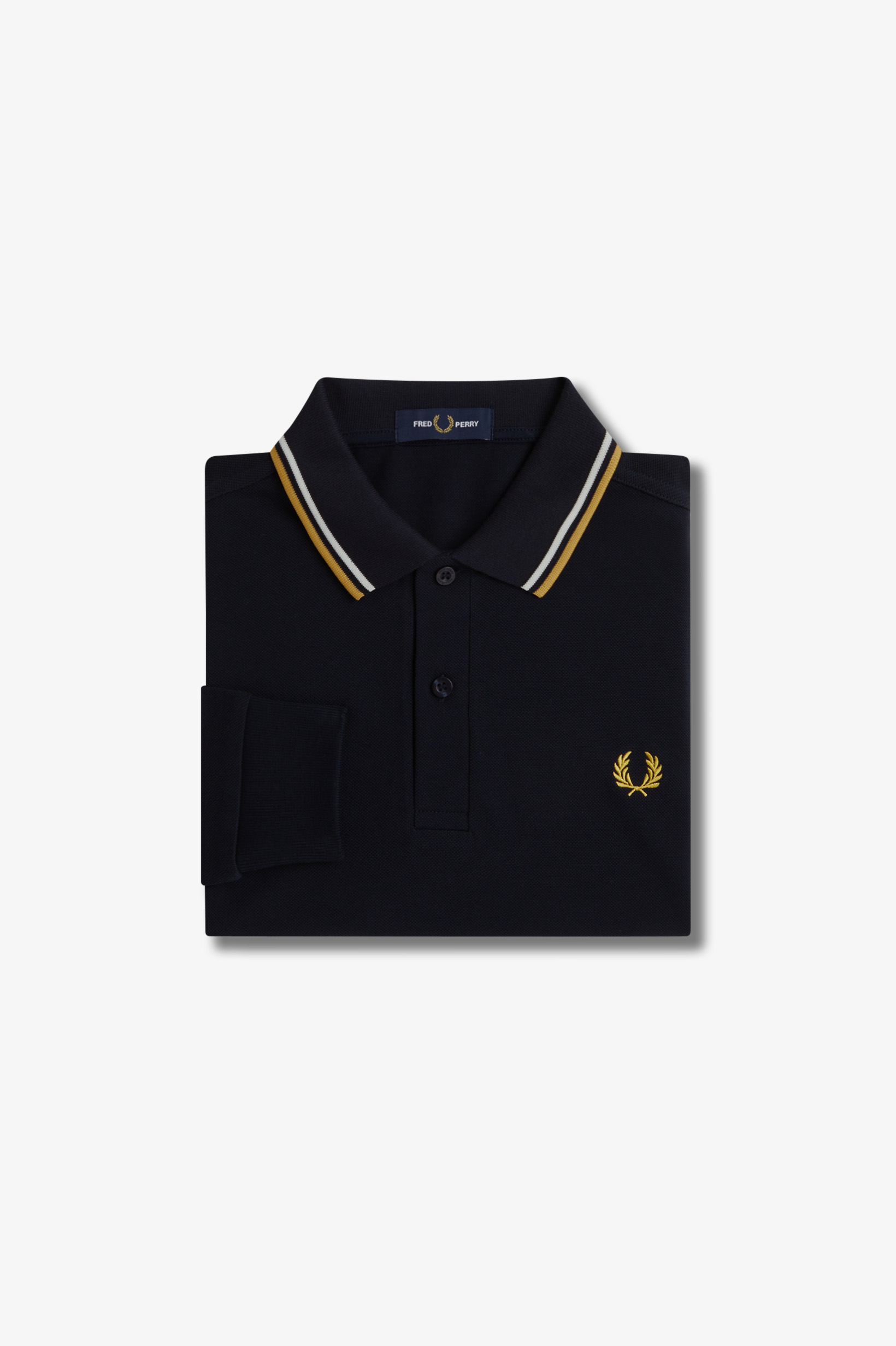 Fred Perry - LS TWIN TIPPED POLO SHIRT - Navy/Ecru/Honeycomb Fred Perry - LS TWIN TIPPED POLO SHIRT - Navy/Ecru/Honeycomb