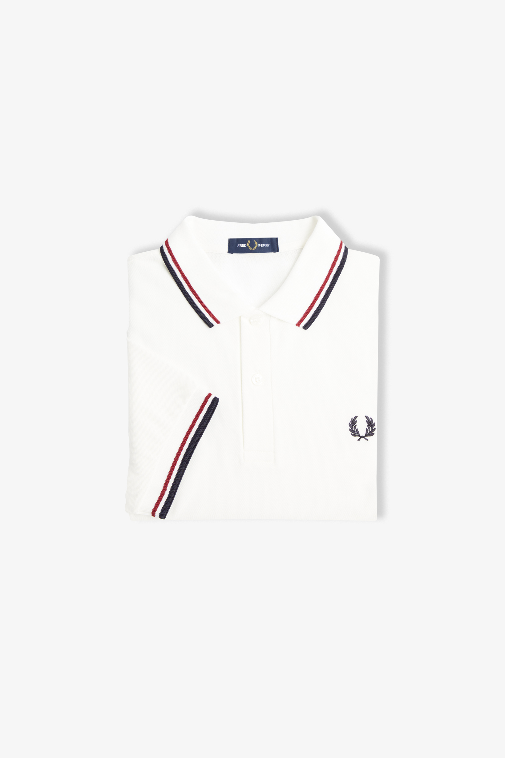 Fred Perry - TWIN TIPPED POLO SHIRT - Snow White/Burnt Red/Navy Fred Perry - TWIN TIPPED POLO SHIRT - Snow White/Burnt Red/Navy