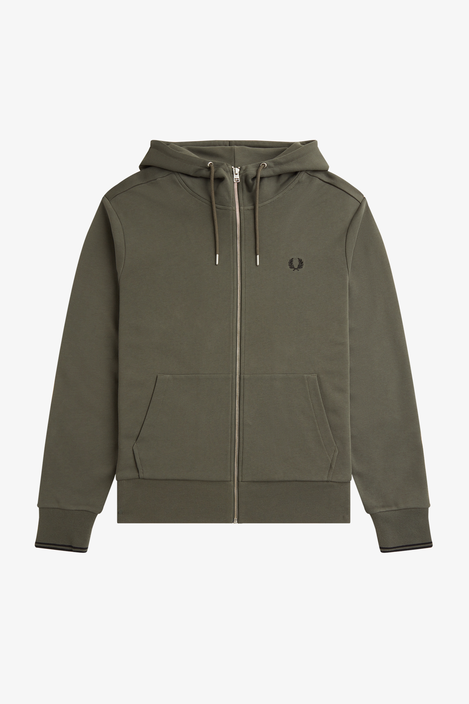 Fred Perry - HOODED ZIP TROUGH - Field Green