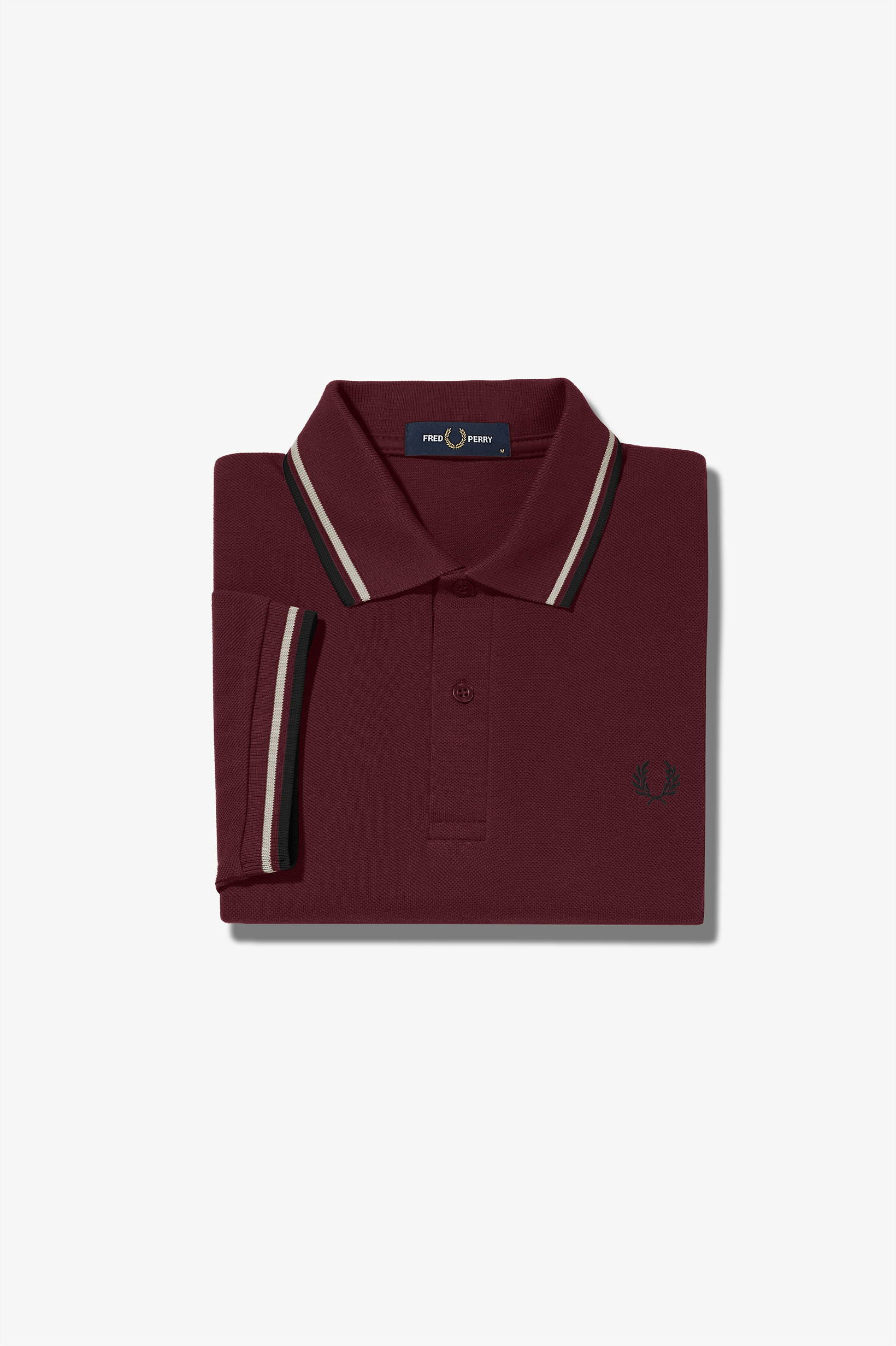 Fred Perry - TWIN TIPPED POLO SHIRT - Oxblood/Ecru/Black