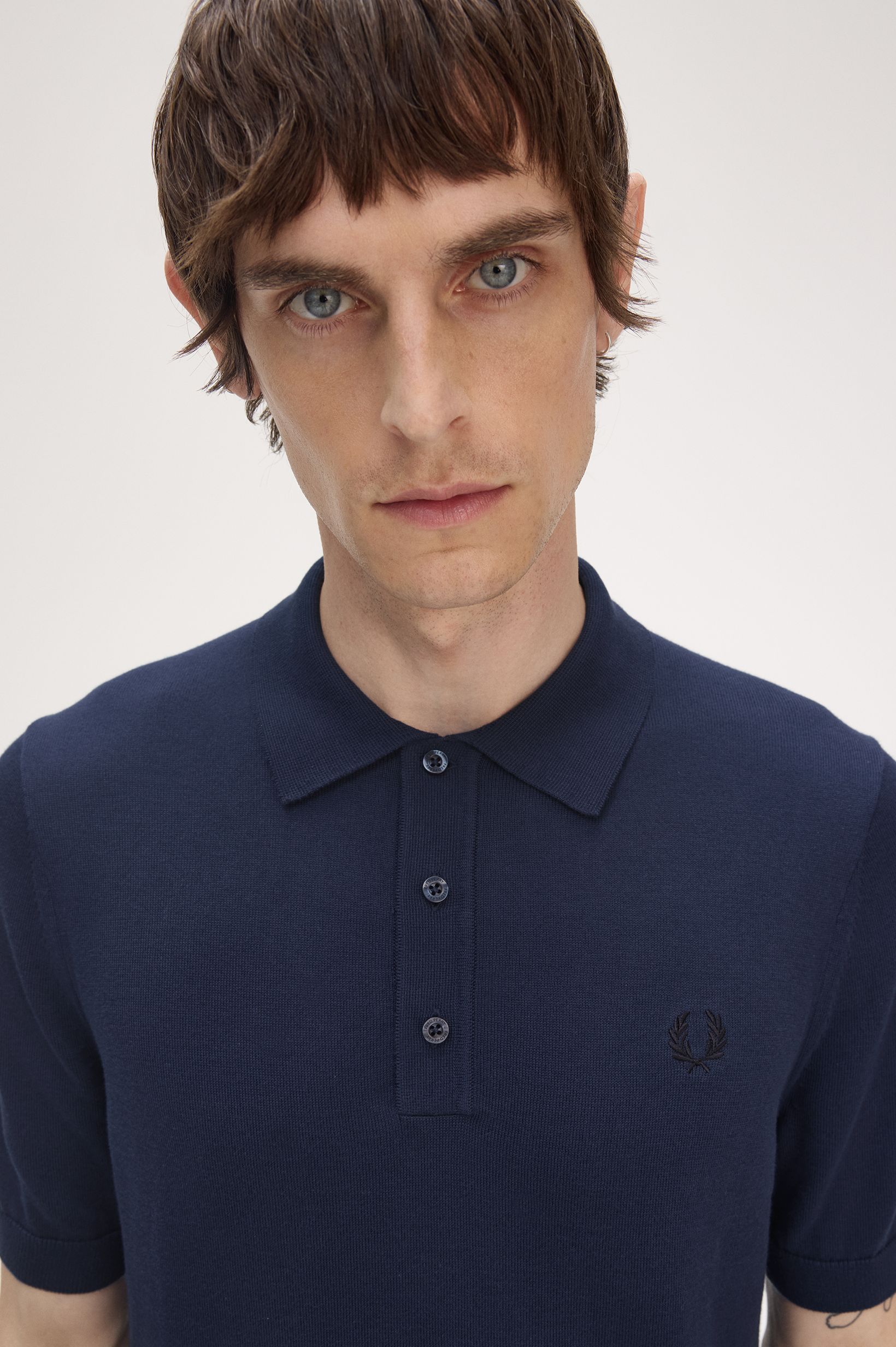Fred Perry - COTTON KNITTED SHIRT - Tennis Blue Fred Perry - COTTON KNITTED SHIRT - Tennis Blue