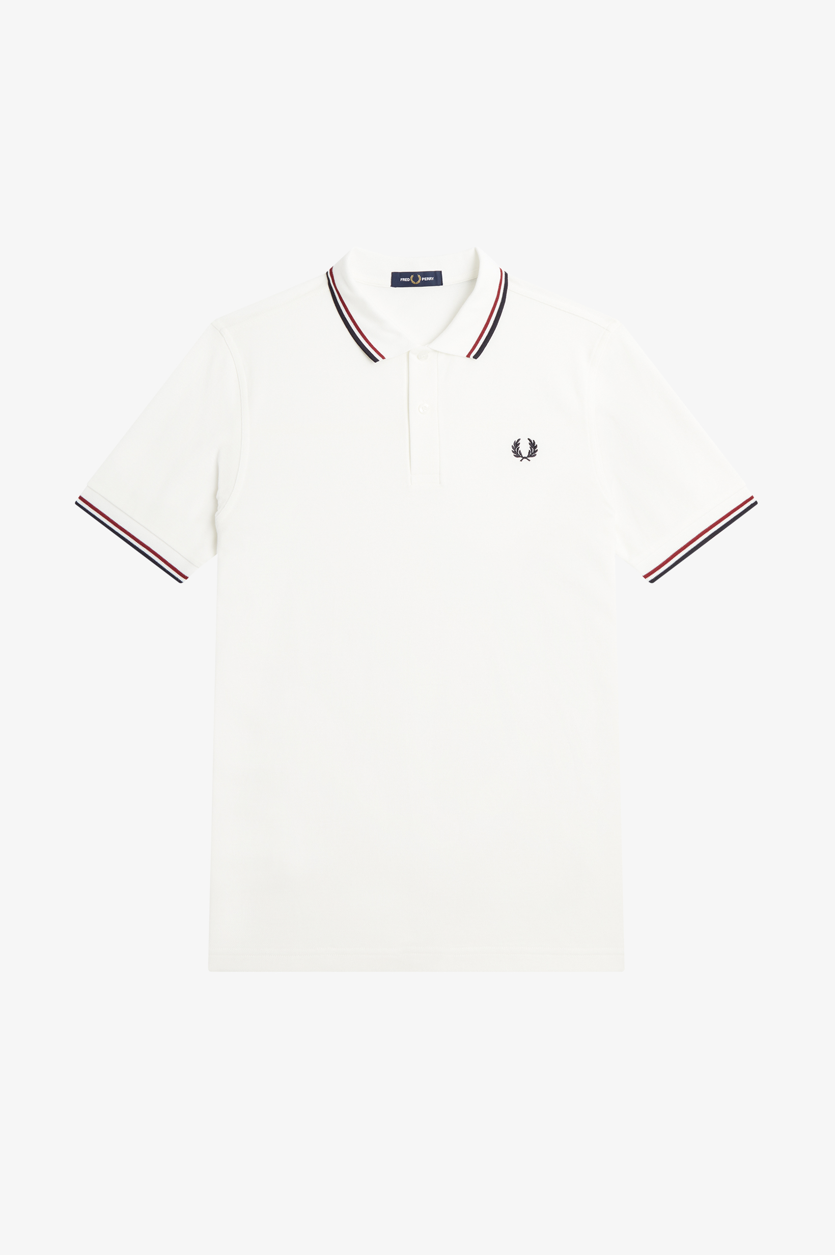 Fred Perry - TWIN TIPPED POLO SHIRT - Snow White/Burnt Red/Navy Fred Perry - TWIN TIPPED POLO SHIRT - Snow White/Burnt Red/Navy
