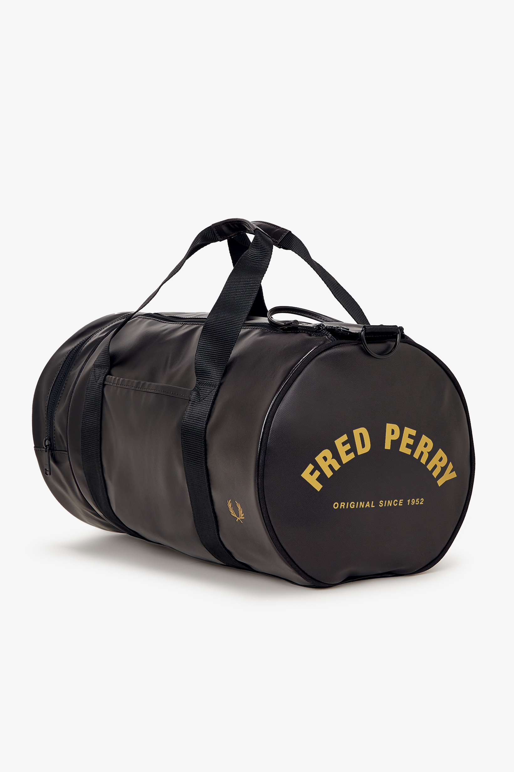 Fred Perry - TONAL CLASSIC BARREL BAG - Black/Gold Fred Perry - TONAL CLASSIC BARREL BAG - Black/Gold
