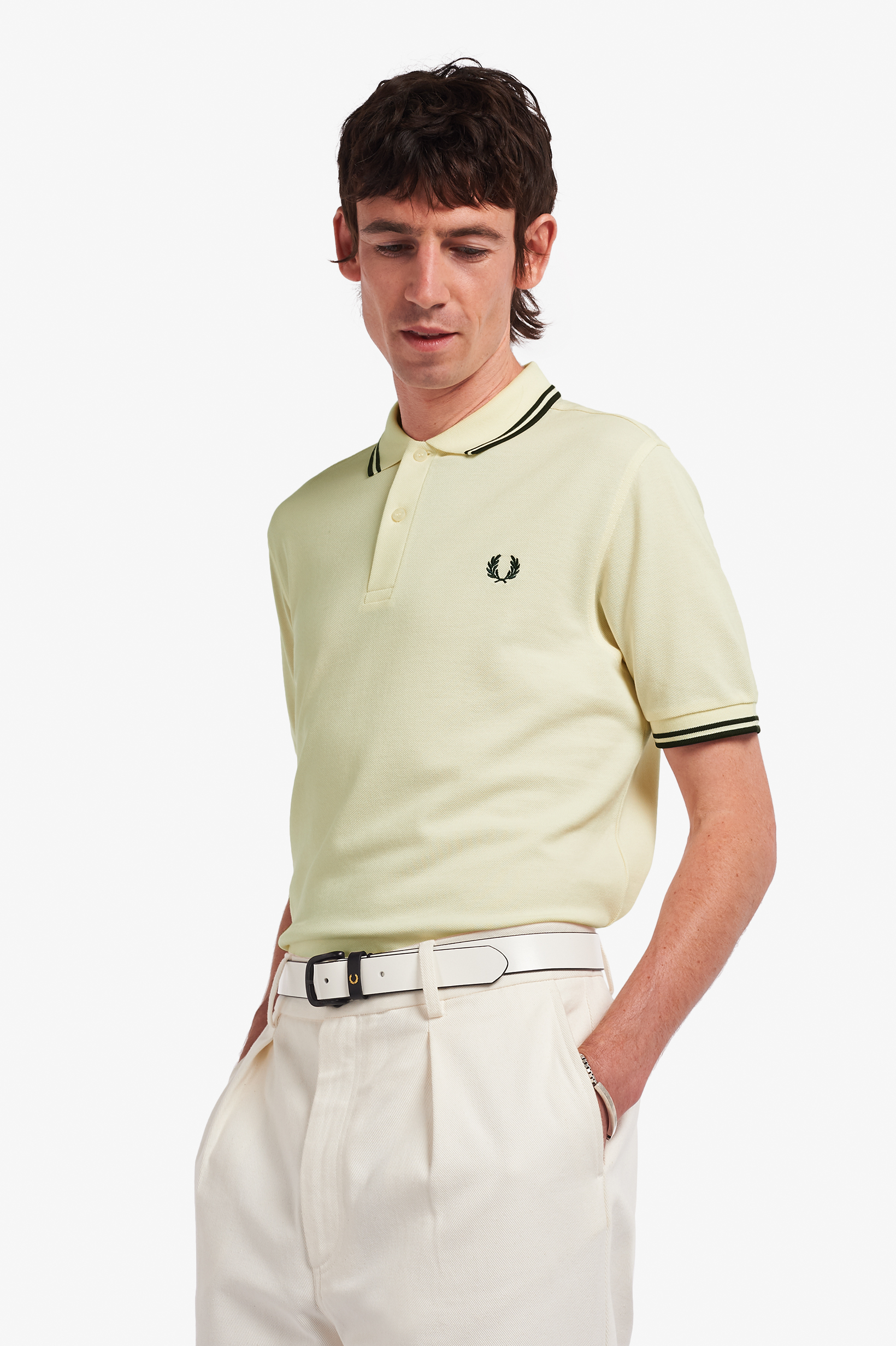Fred Perry - TWIN TIPPED POLO SHIRT - Ecru/Dark Graphite