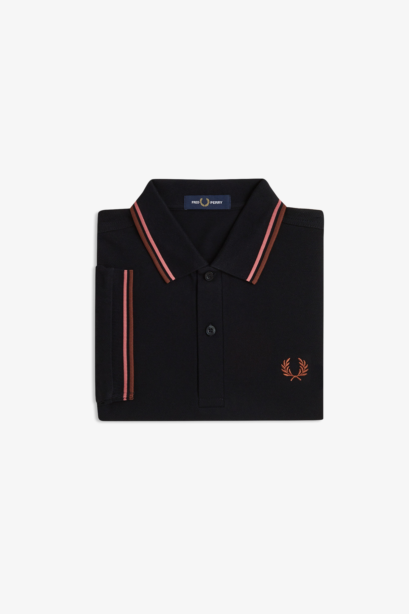 Fred Perry - TWIN TIPPED POLO SHIRT - Black/Putty Pink/Whisky Brown