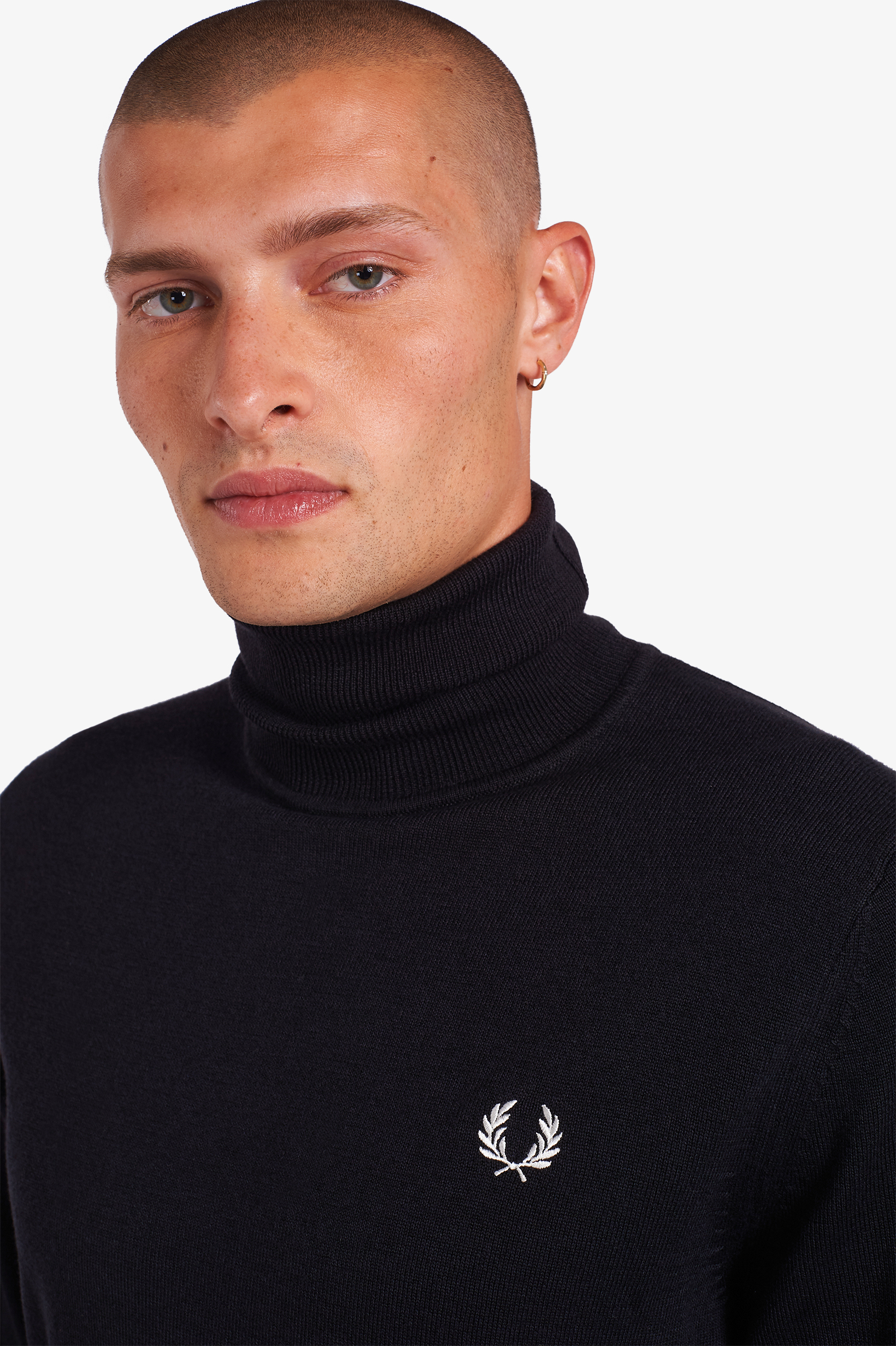 Fred Perry - ROLL NECK JUMPER - Black/White