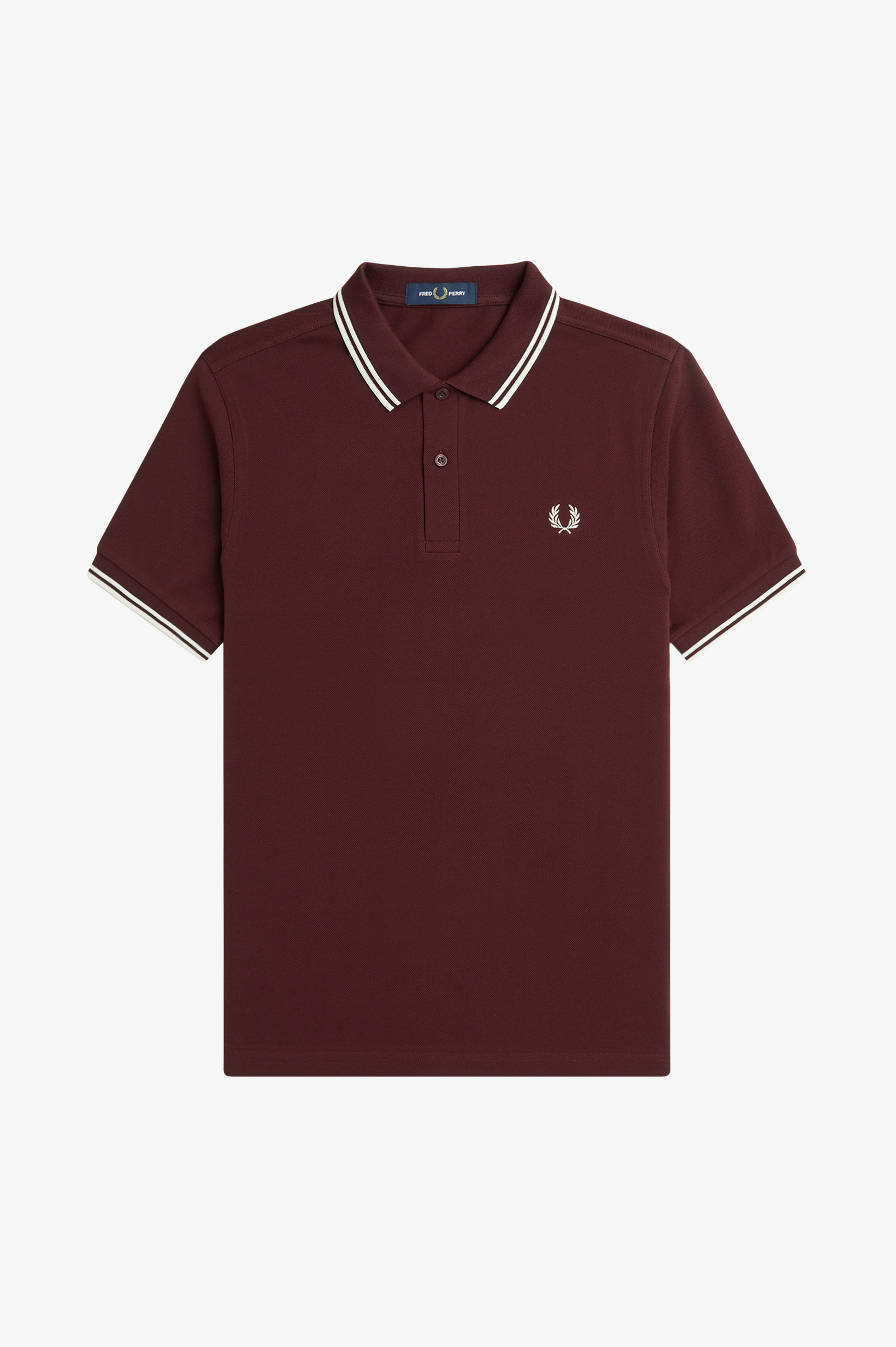 Fred Perry - TWIN TIPPED POLO SHIRT - Oxblood/White/White Fred Perry - TWIN TIPPED POLO SHIRT - Oxblood/White/White