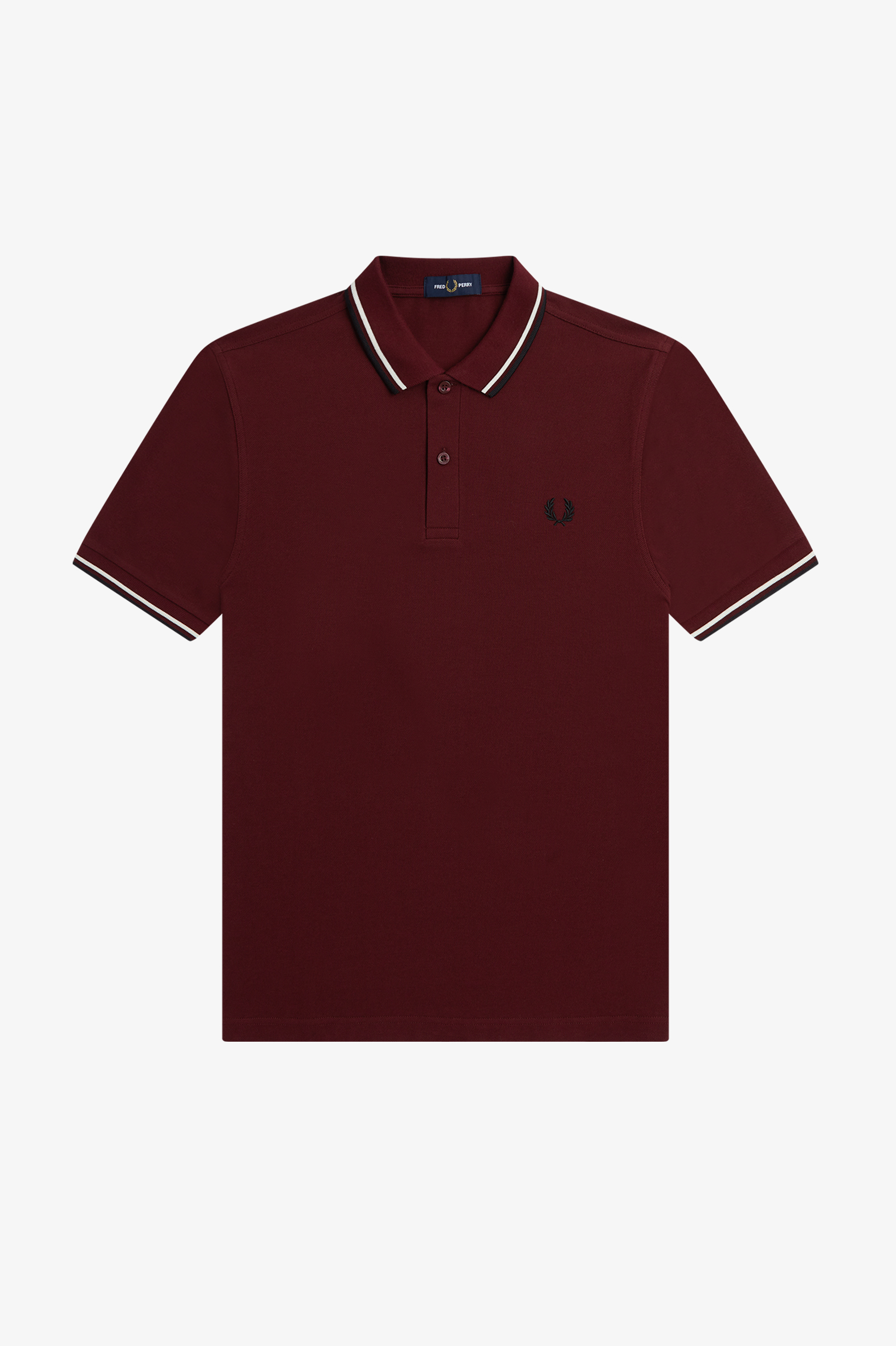 Fred Perry - TWIN TIPPED POLO SHIRT - Oxblood/Ecru/Black