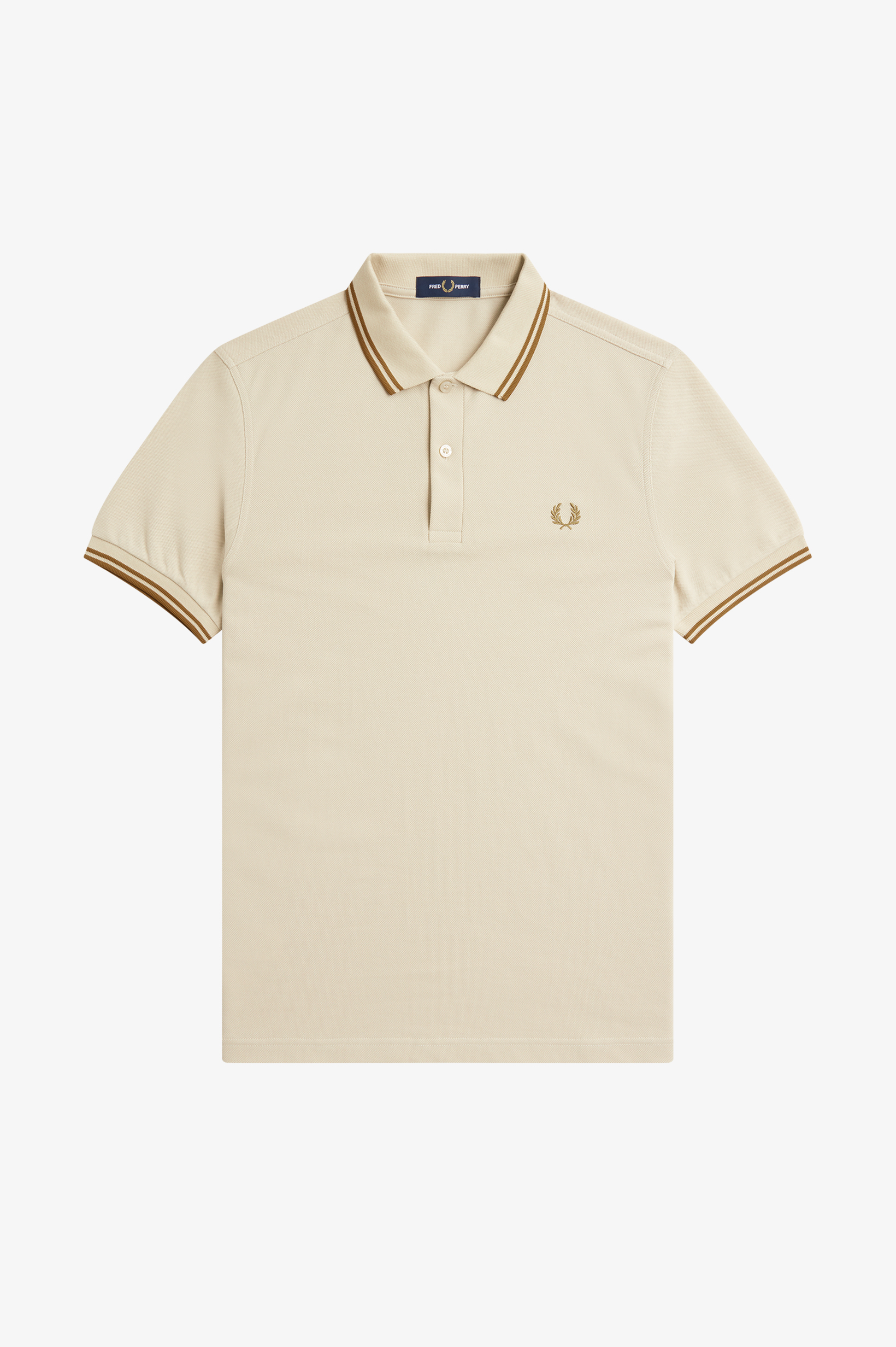 Fred Perry - TWIN TIPPED POLO SHIRT - Oatmeal/Dark Caramel