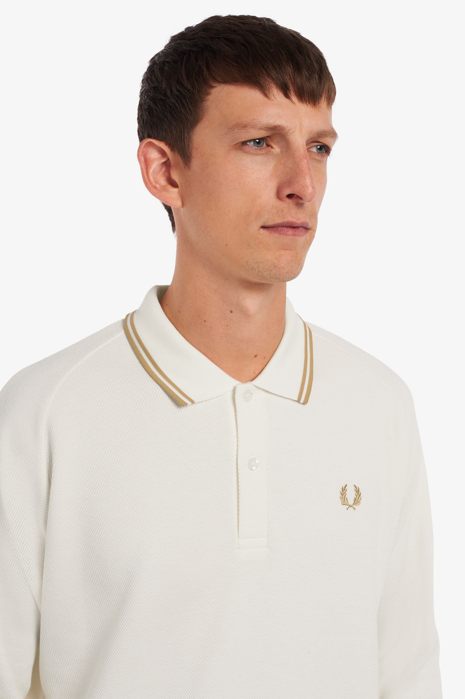 Fred Perry - SWEATSHIRT PANEL POLO SHIRT - Snow White