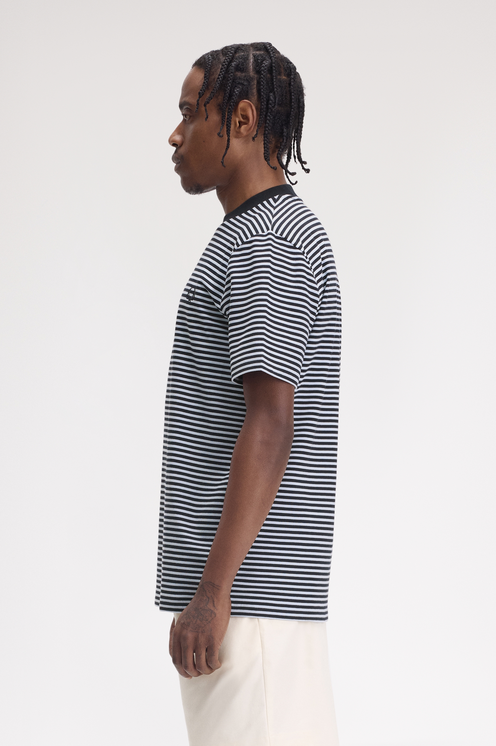 Fred Perry - FINE STRIPE HEAVY WEIGHT TEE - Navy/Black