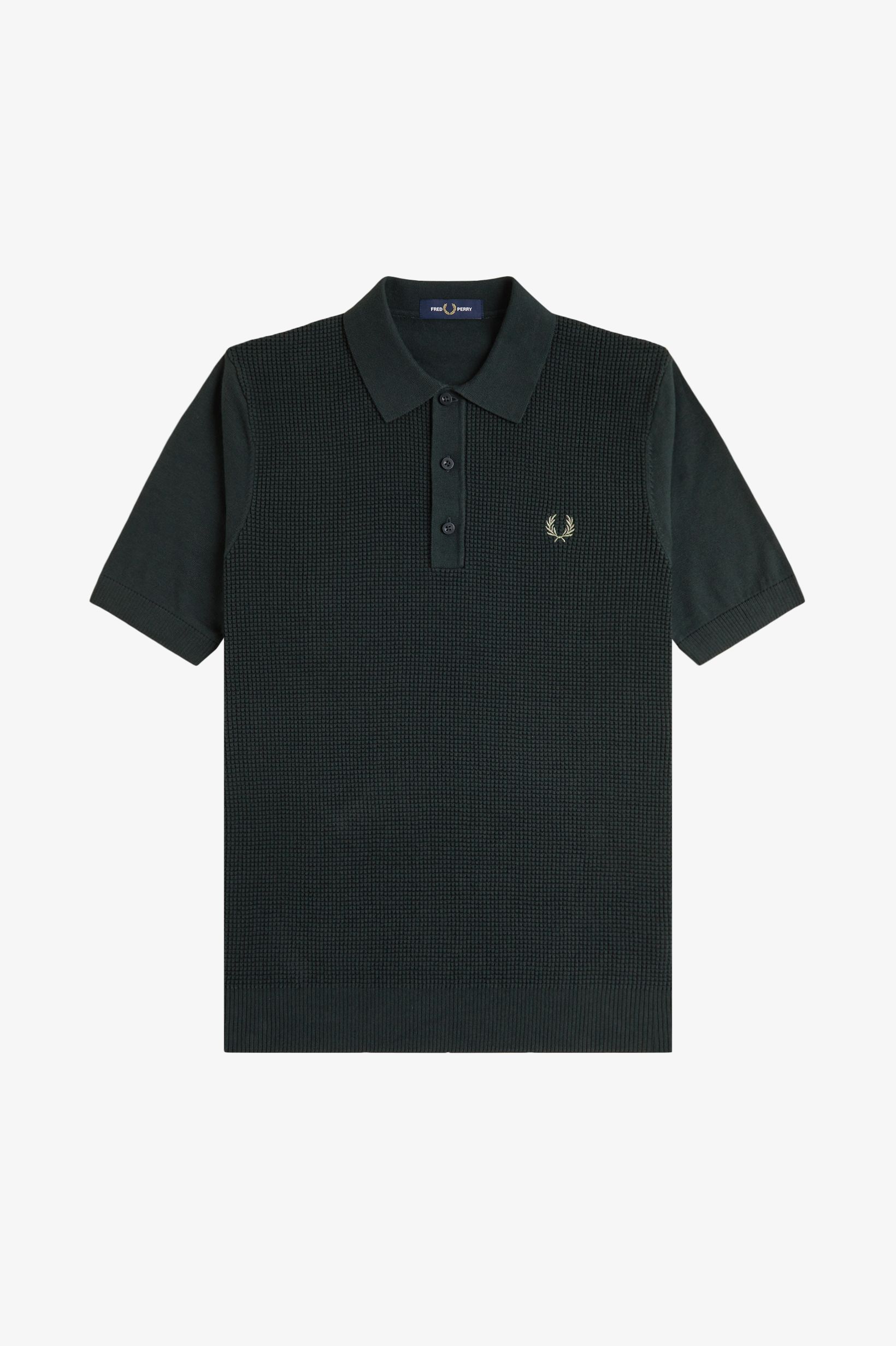 Fred Perry WAFFLE STITCH KNITTED SHIRT - Night Green