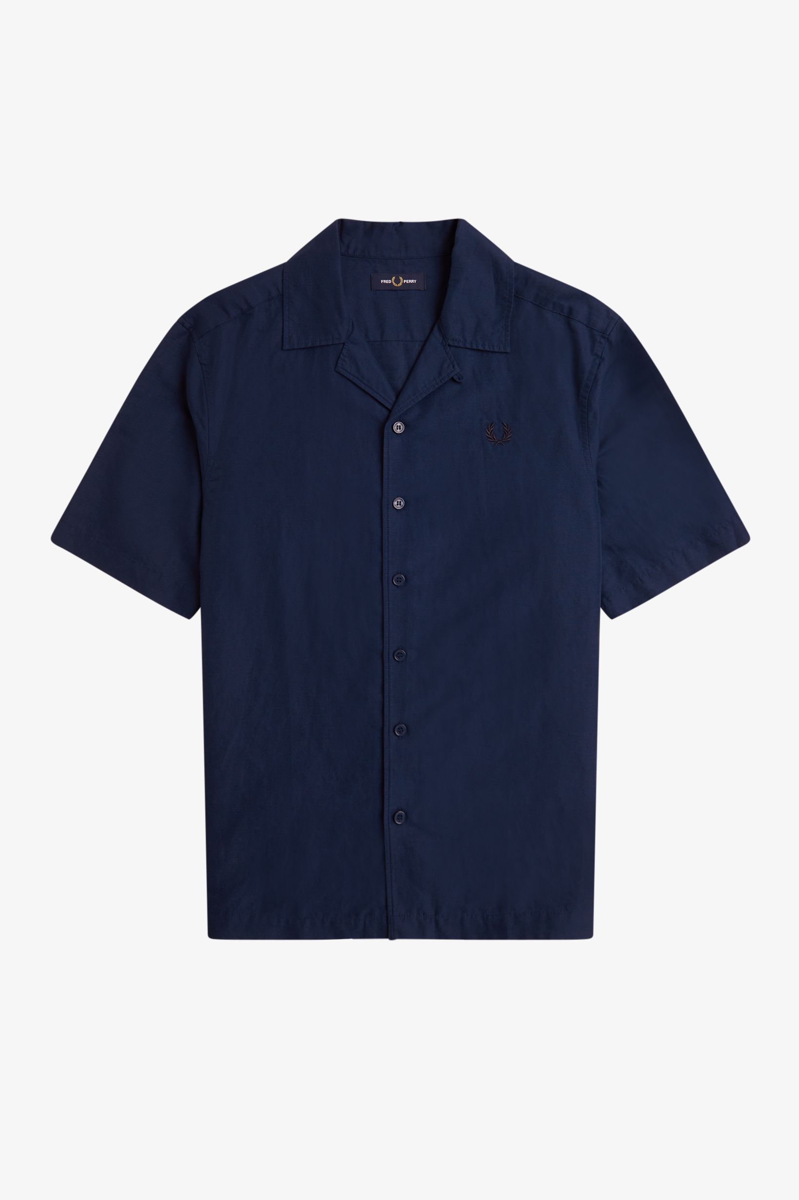 Fred Perry - LINEN BLEND REVERE COLLAR SHIRT - Tennis Blue