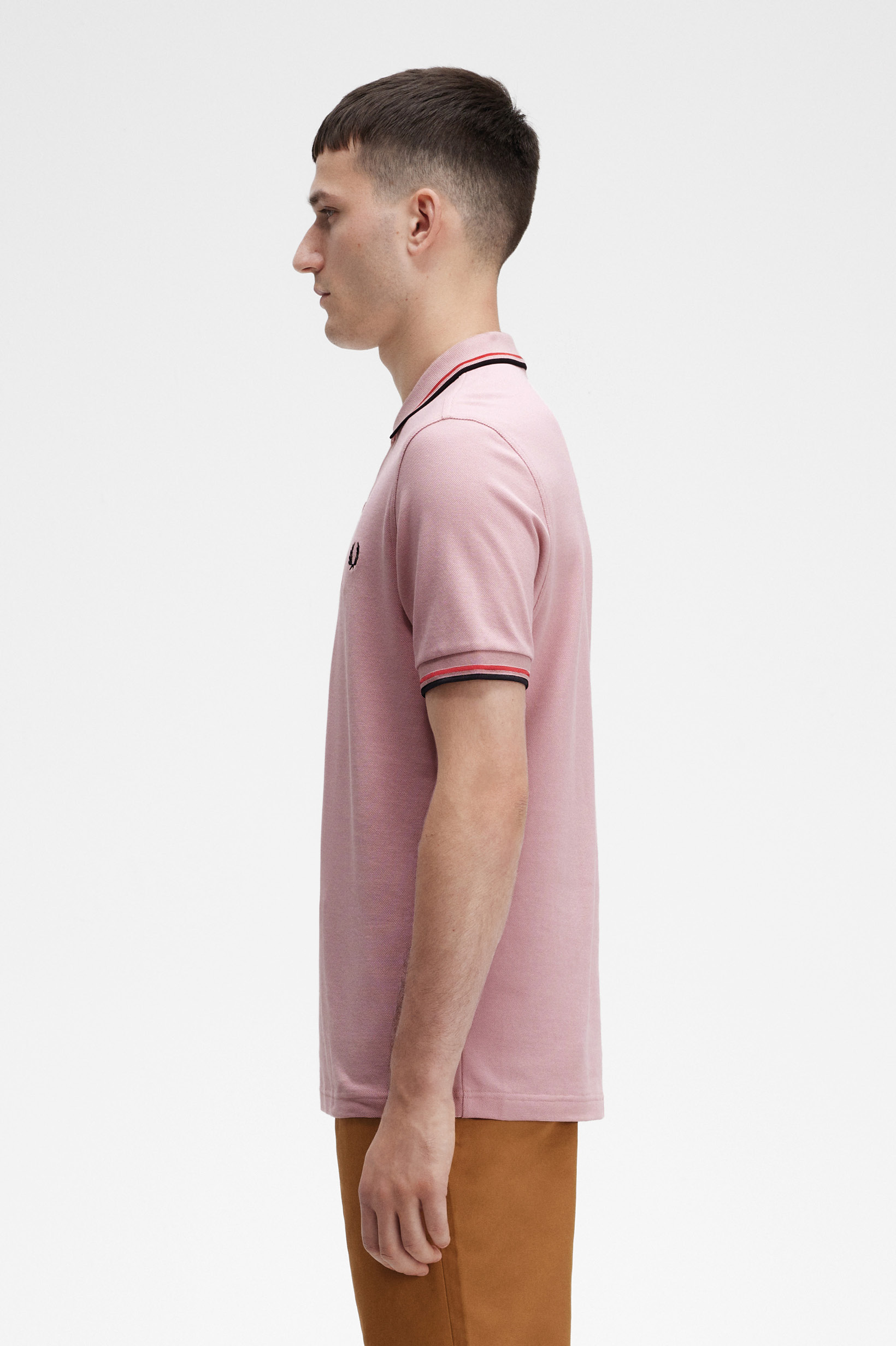 Fred Perry - TWIN TIPPED POLO SHIRT - Chalk Pink/Washed Red/Black