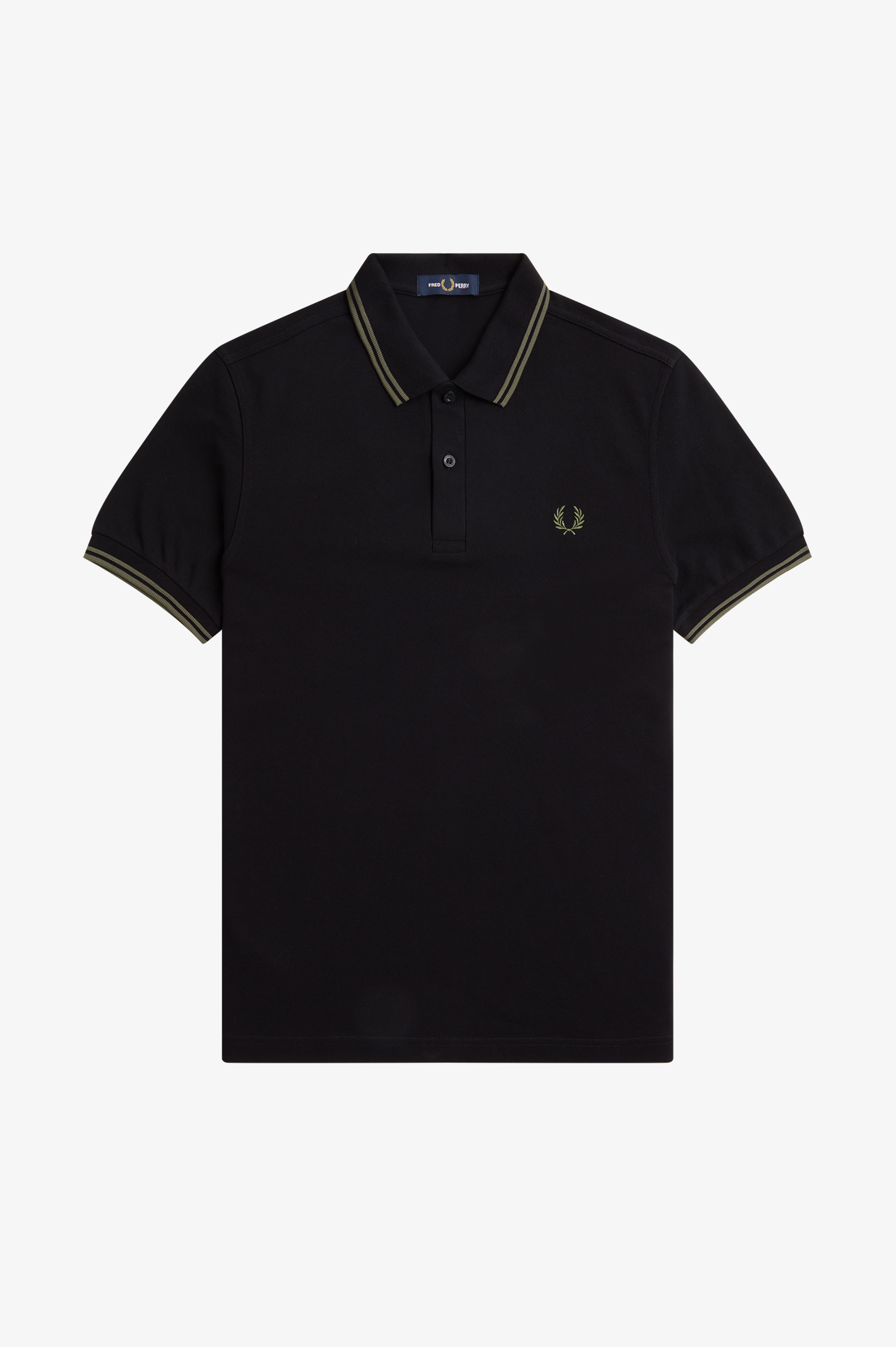 Fred Perry - TWIN TIPPED POLO SHIRT - Black/Field Green